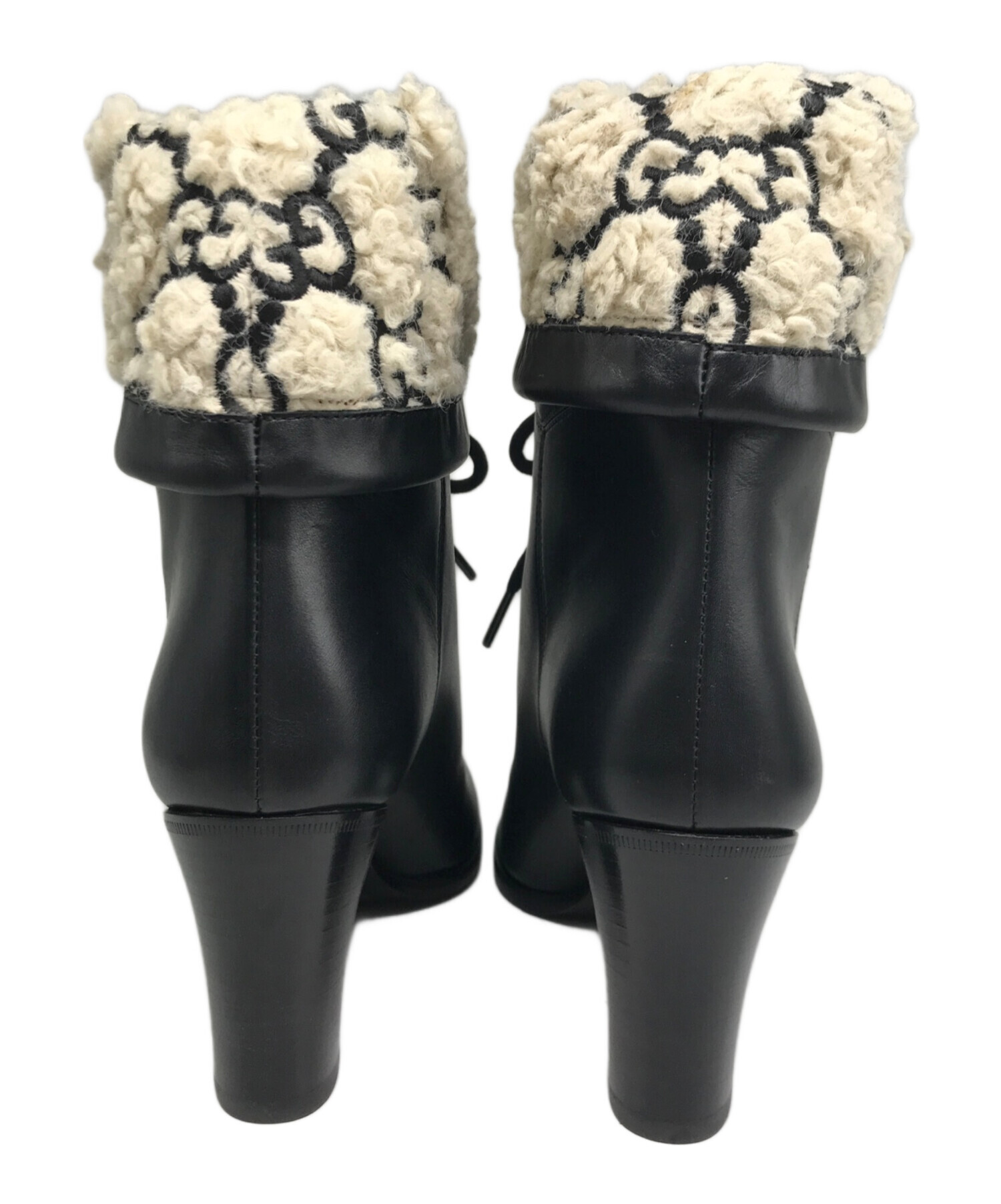 GUCCI グッチ　シェリーライン　サイドゴアブーツ　ブラック　35 中古・古着通販】GUCCI (グッチ) GG シアリングエフェクトブーツ