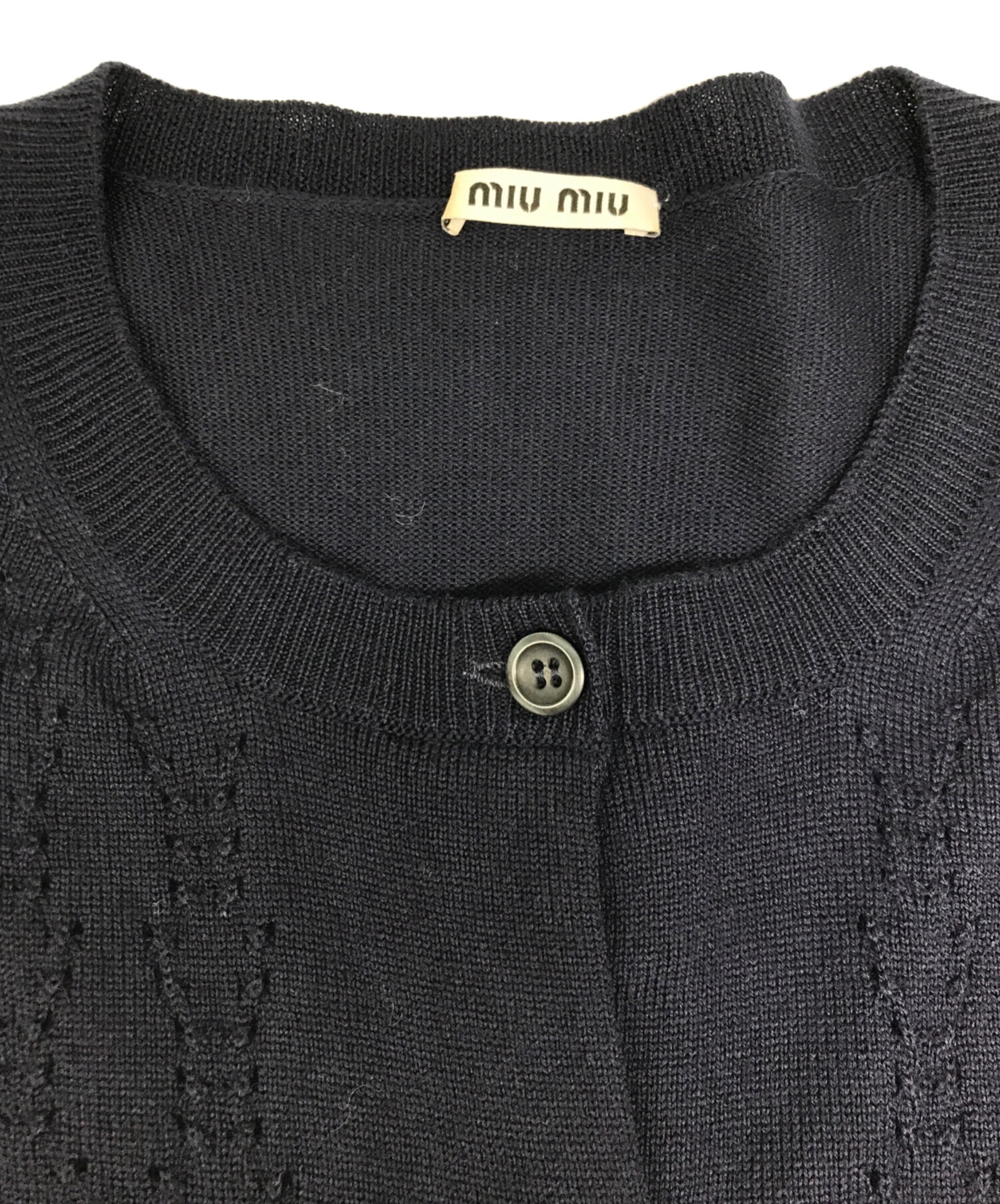 miu miu ネイビー カーディガン S O. ネイビー（紺）系 S MiuMiu(ミュウミュウ) カーディガン