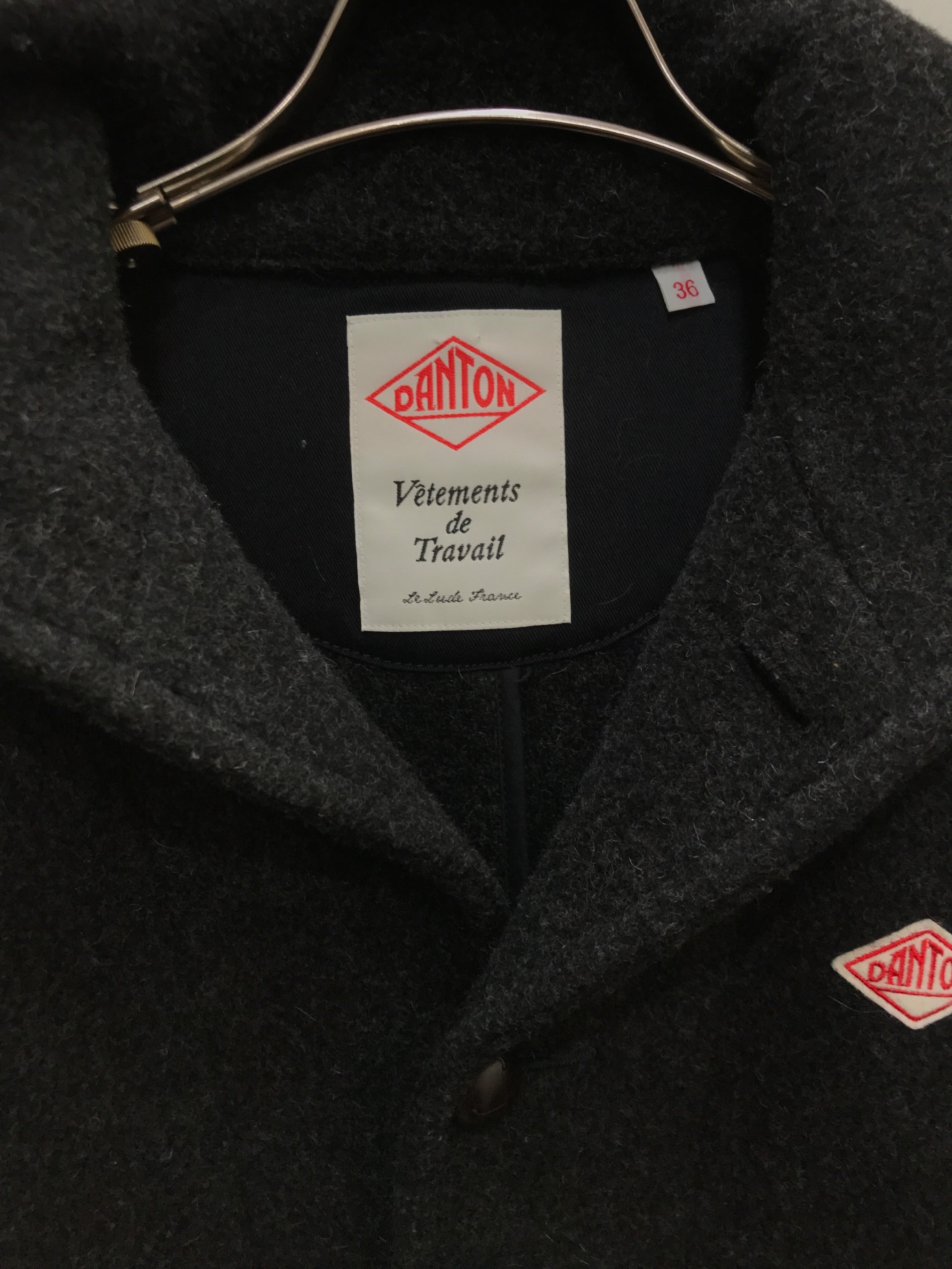 中古・古着通販】DANTON (ダントン) ウールモッサ丸襟コート ブラック