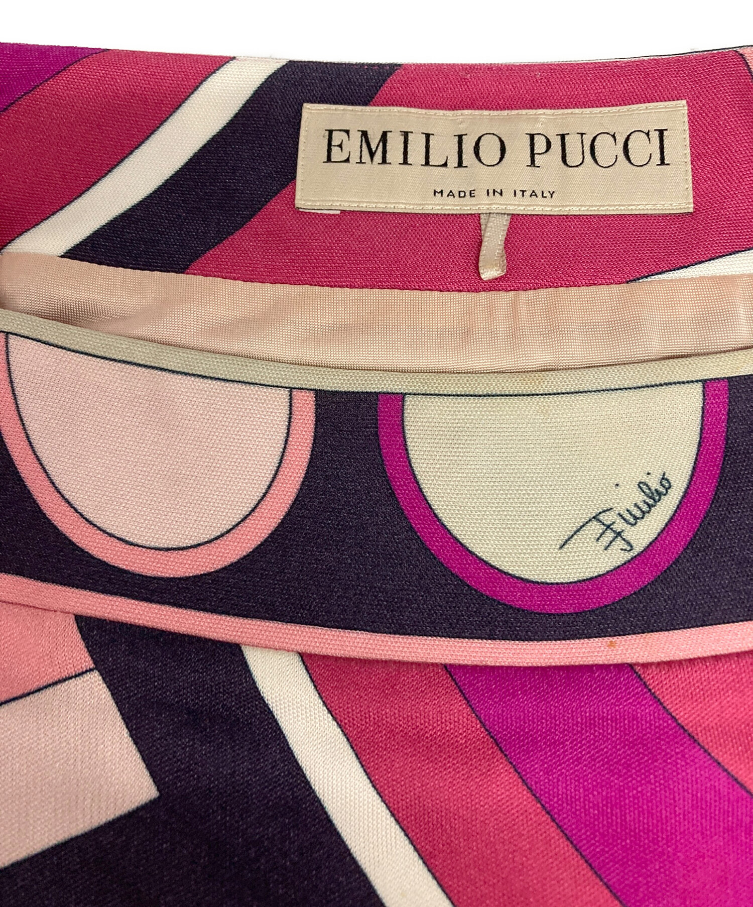 エミリオプッチ ワンピース プッチ柄 ロゴ金具 ピンク マルチカラー SM エミリオプッチ ワンピース プッチ柄 ロゴ金具 ピンク マルチカラー SM