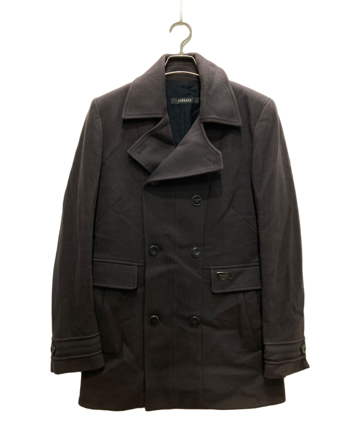 VERSACE チェスターコート 46サイズ ウール イタリア製 ブラック VERSACE チェスターコート 46サイズ ウール イタリア製 ブラック