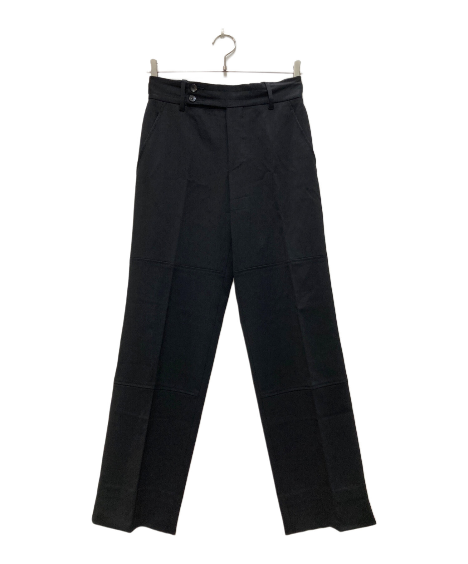 GUCCI✨ グッチ 金具ロゴ ベルト 綿パンツ スラックス 38 ブラック GUCCI✨ グッチ 金具ロゴ ベルト 綿パンツ スラックス 38