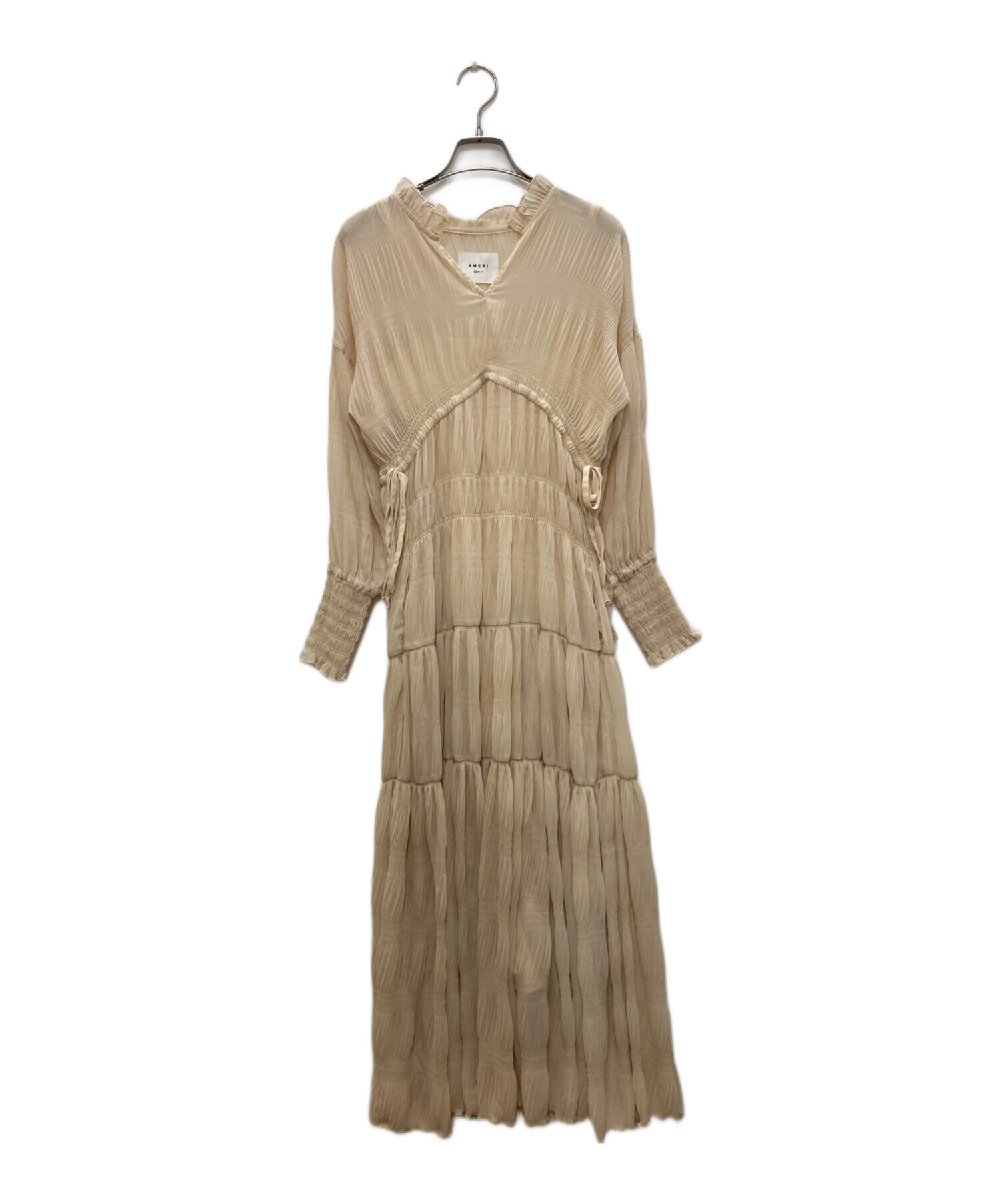 Ameri SHIRRING PLEATS DRESS アイボリー