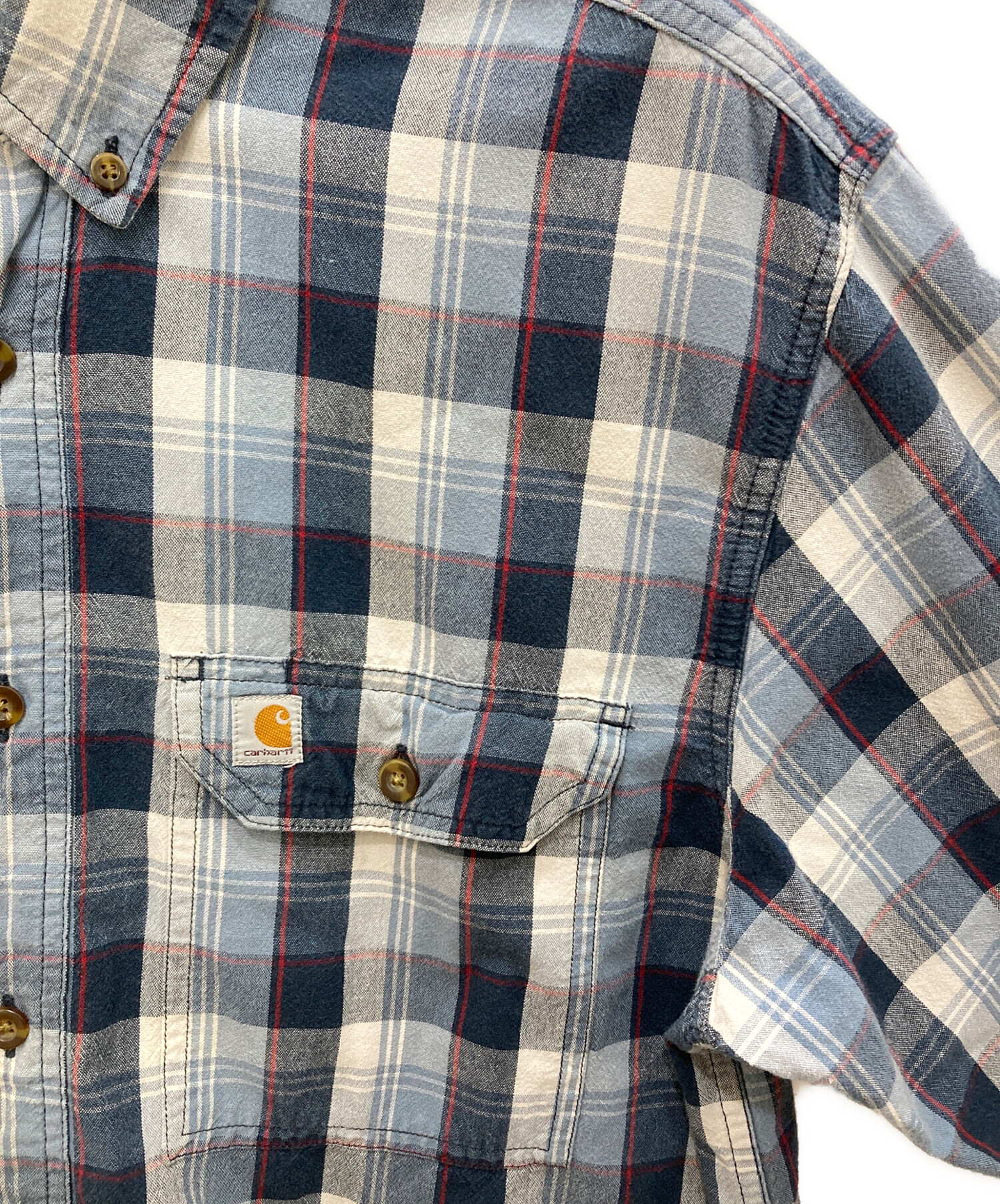 中古・古着通販】CarHartt (カーハート) チェックシャツ ブルー サイズ