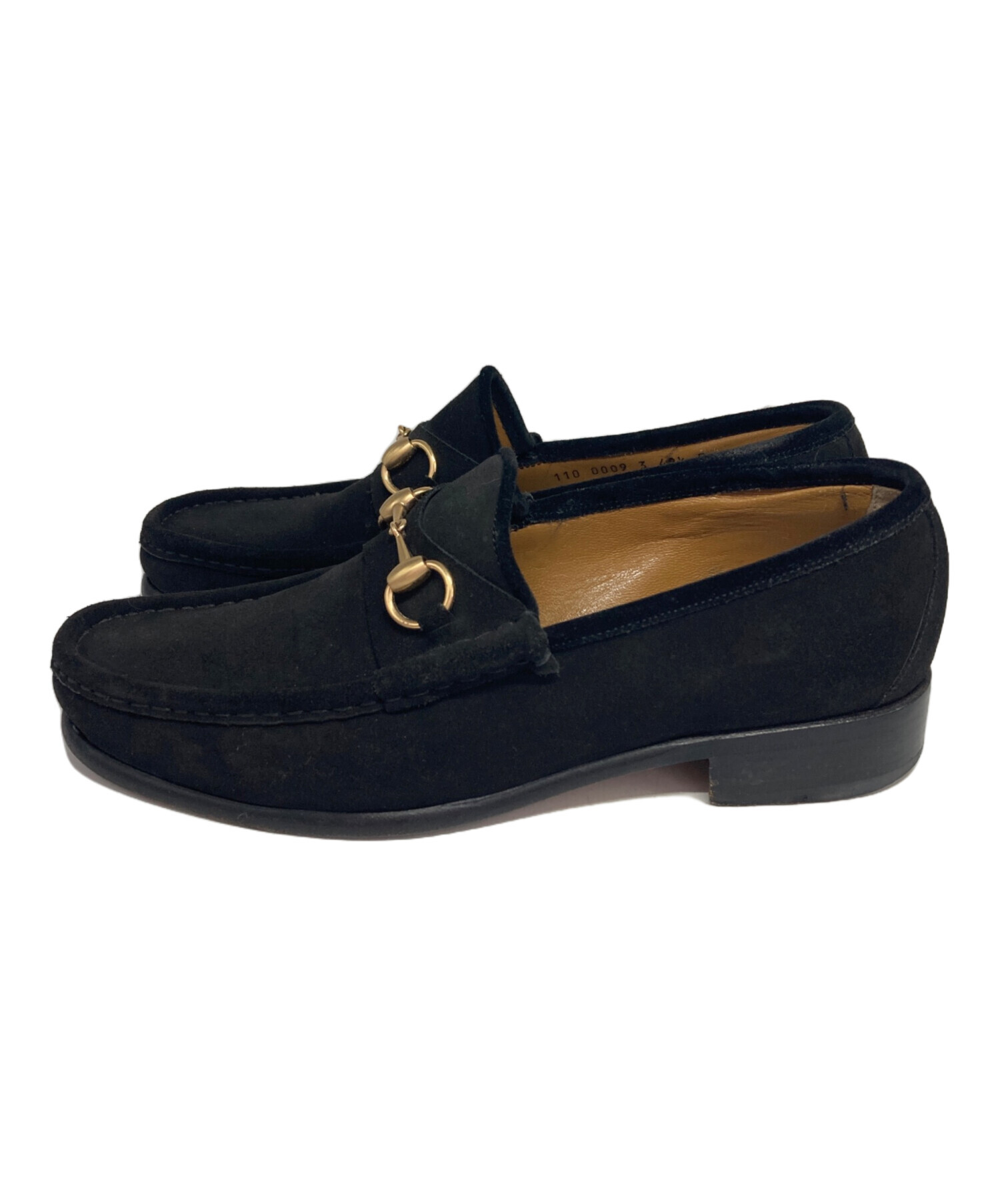 中古・古着通販】GUCCI (グッチ) スエードローファー ブラック サイズ 