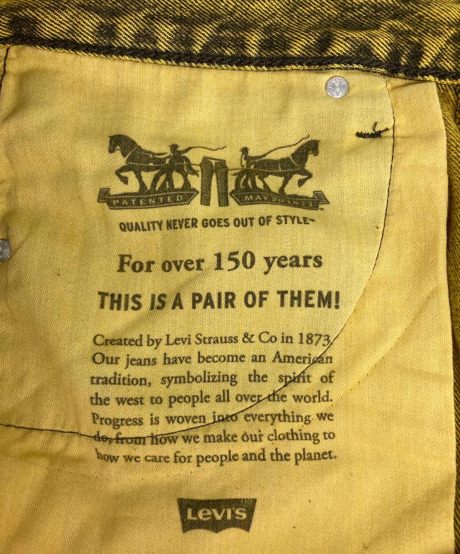 中古・古着通販】LEVI'S (リーバイス) デニムパンツ イエロー サイズ