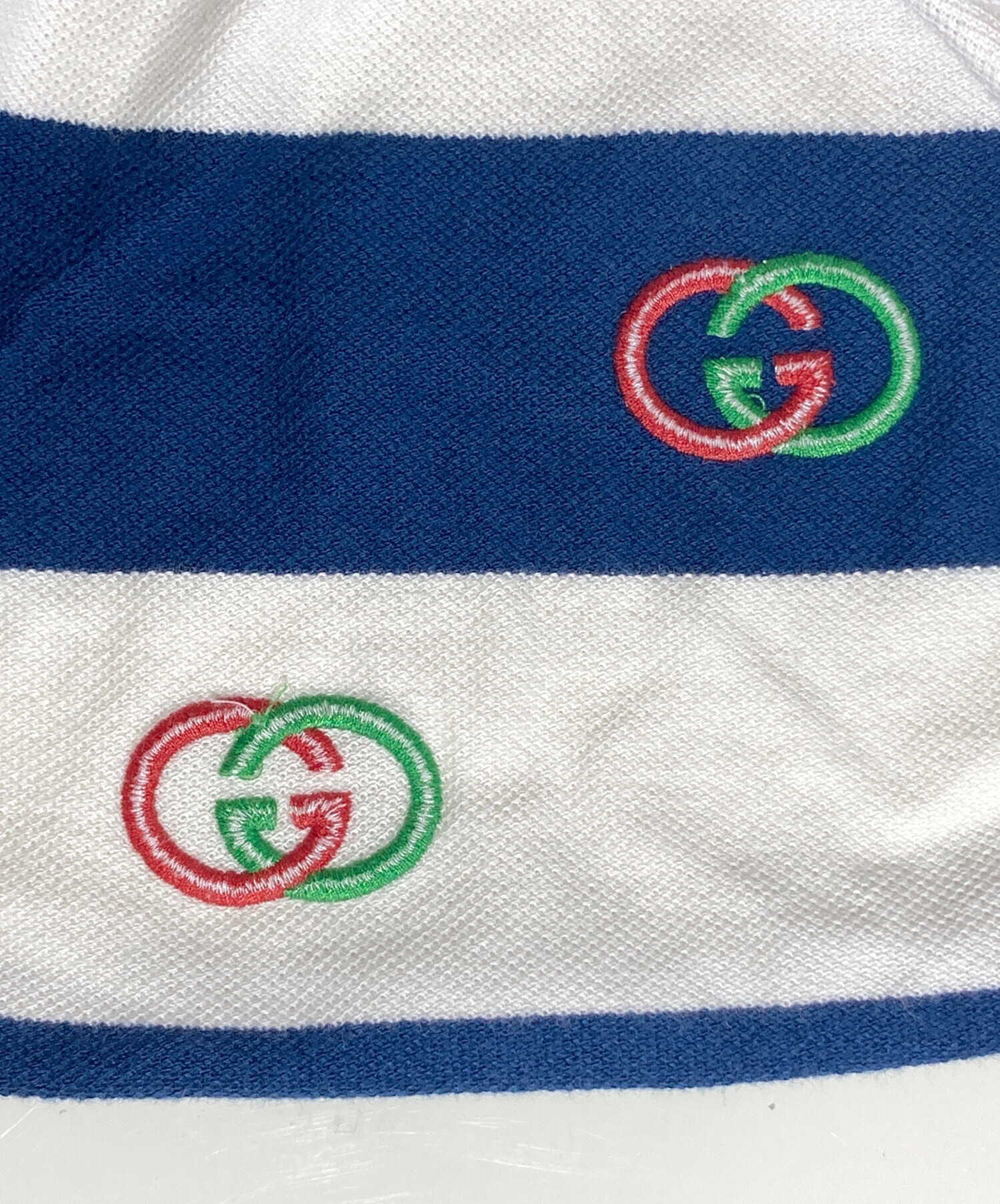 中古・古着通販】GUCCI (グッチ) ポロシャツ ホワイト×ネイビー サイズ