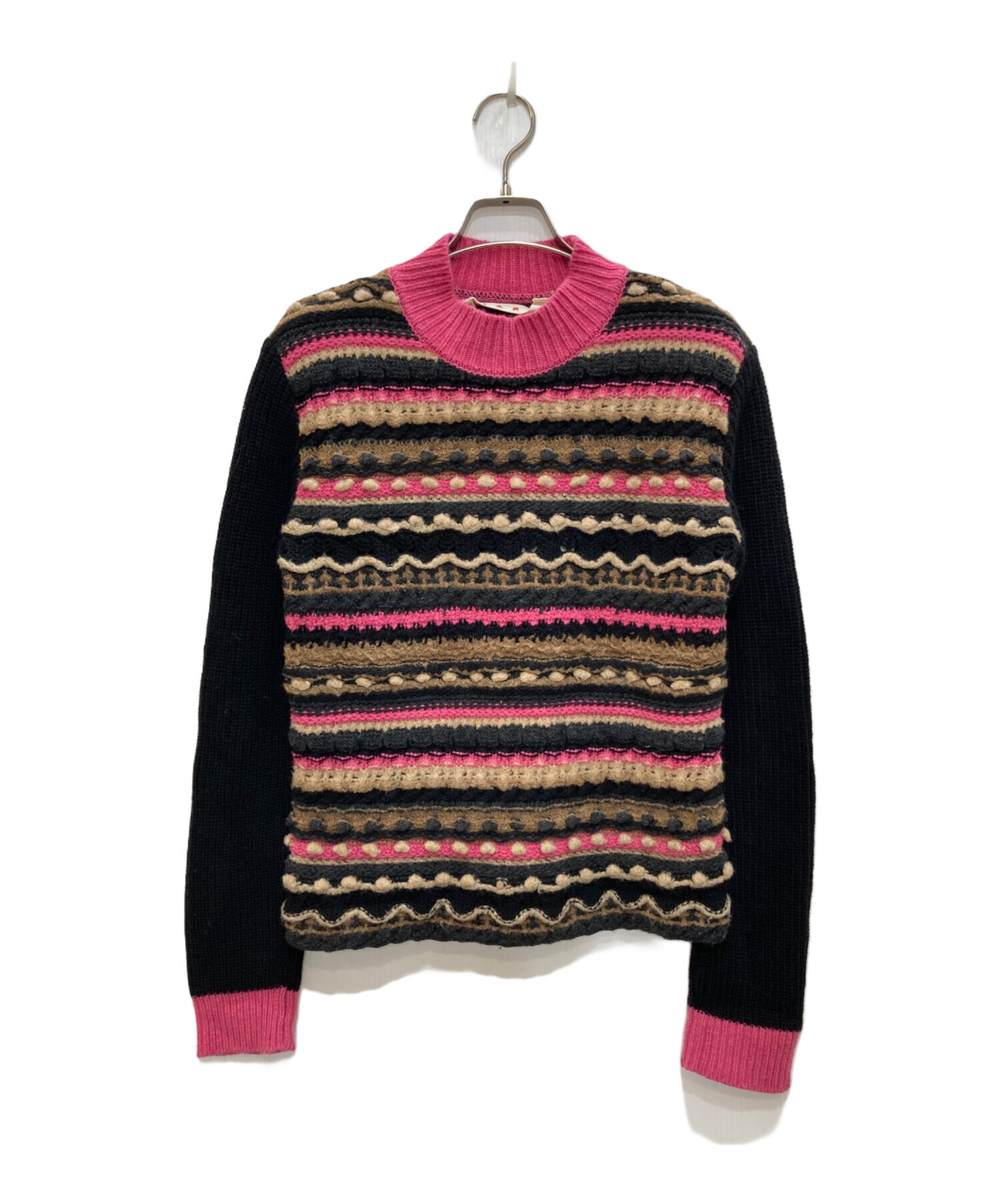 中古・古着通販】MARNI (マルニ) ウールニット ピンク×ブラック サイズ 