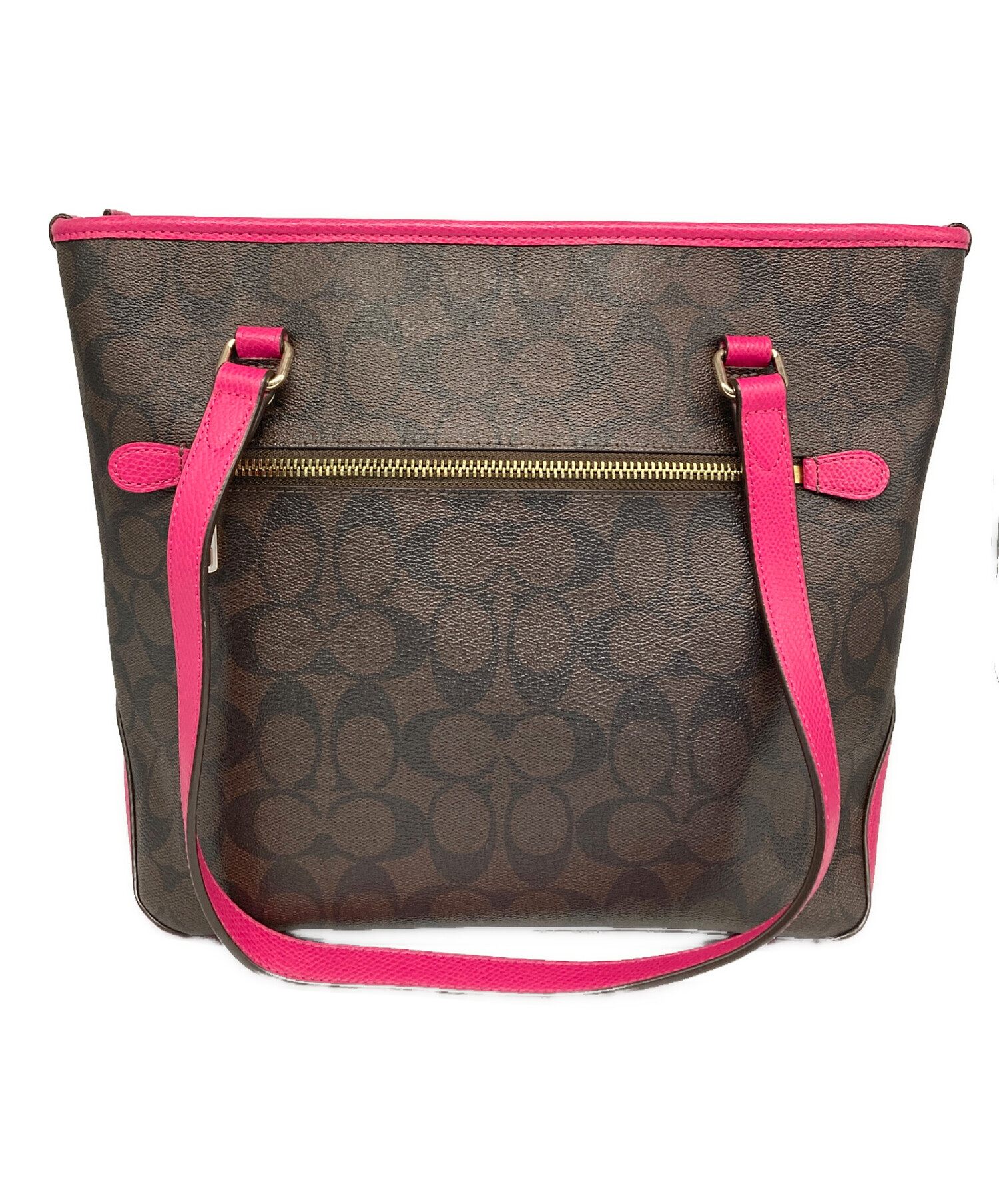中古・古着通販】COACH (コーチ) トートバッグ ブラウン×ピンク 