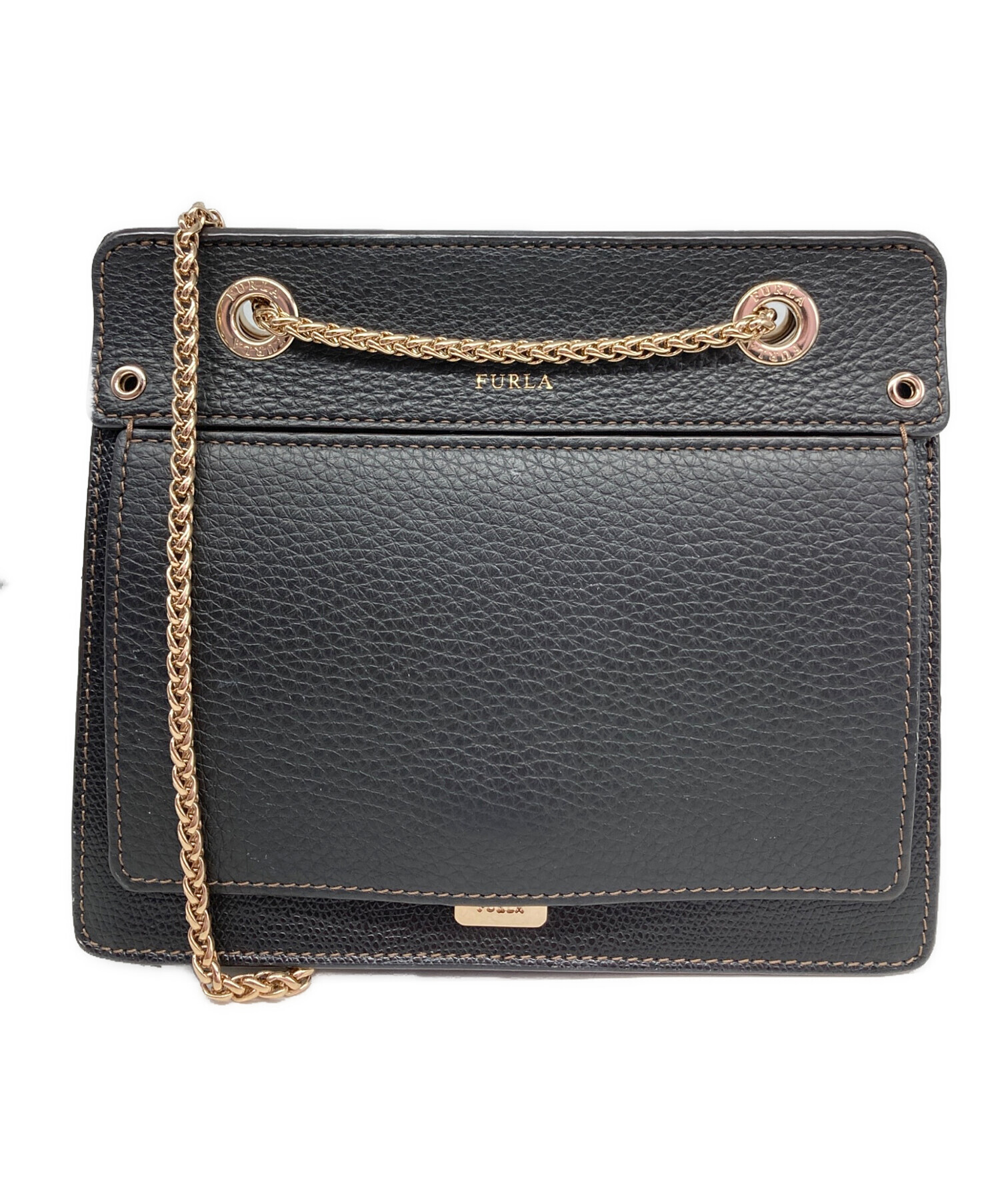 中古・古着通販】FURLA (フルラ) チェーンショルダーバッグ ブラック 