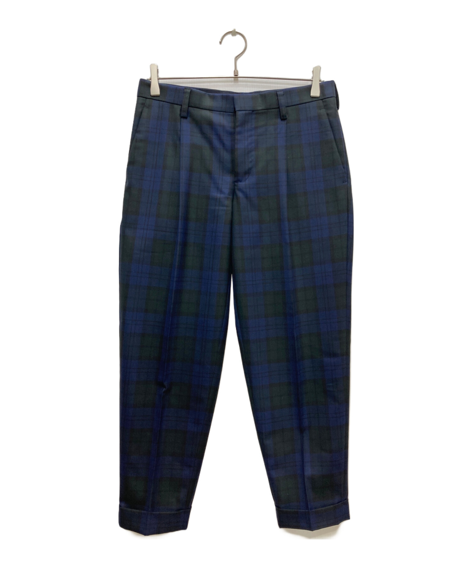 kolor チェック柄 スラックス サイズ1 中古・古着通販】KOLOR (カラー) チェックスラックス ネイビー