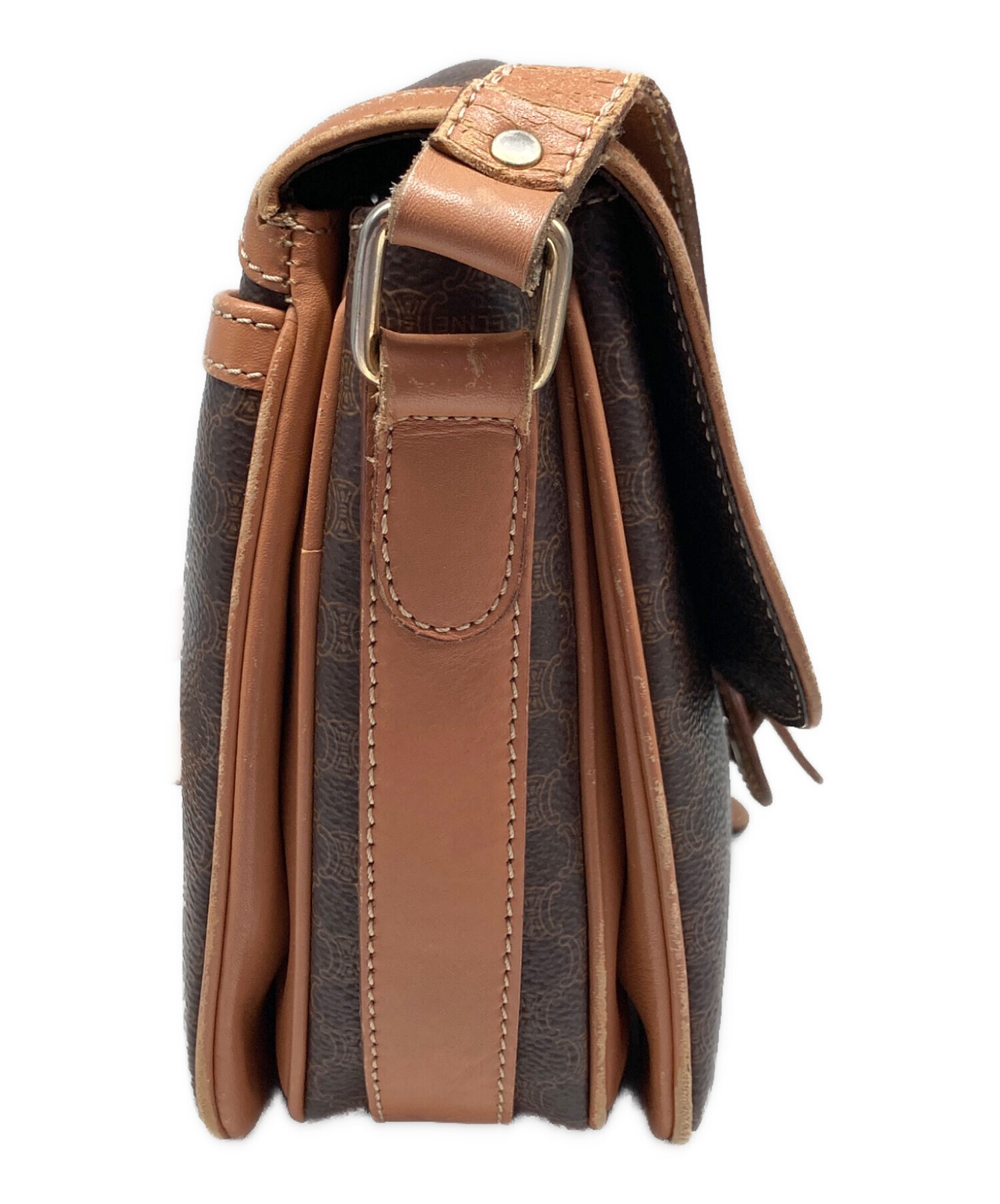 CELINE セリーヌ マカダム柄 ショルダーバッグ ブラウン PVC レザー レディース 【中古】 32603K362 CELINE（セリーヌ） マカダム ショルダーバッグ PVC レザー ブラウン