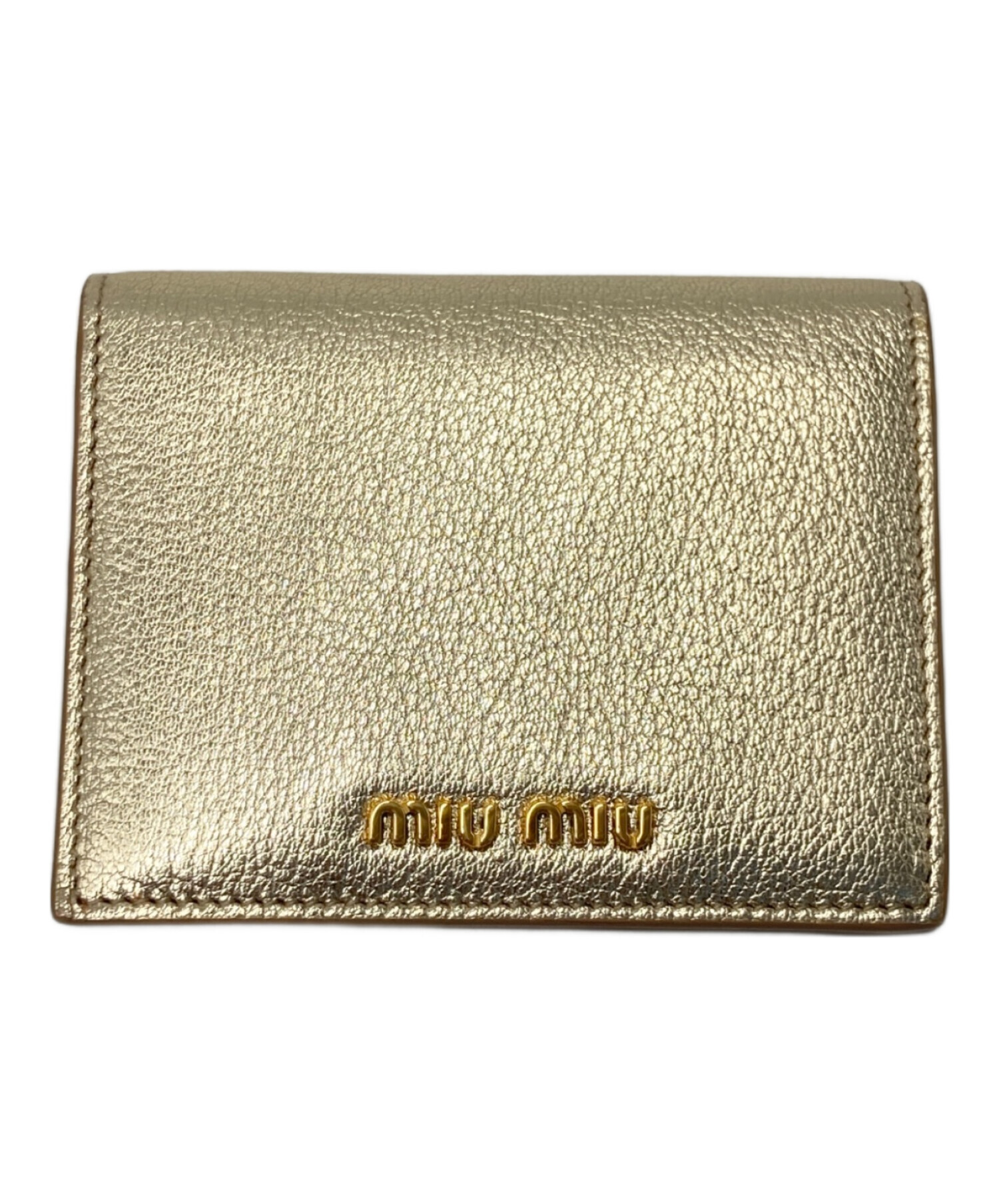 中古・古着通販】MIU MIU (ミュウミュウ) 2つ折り財布 ゴールド