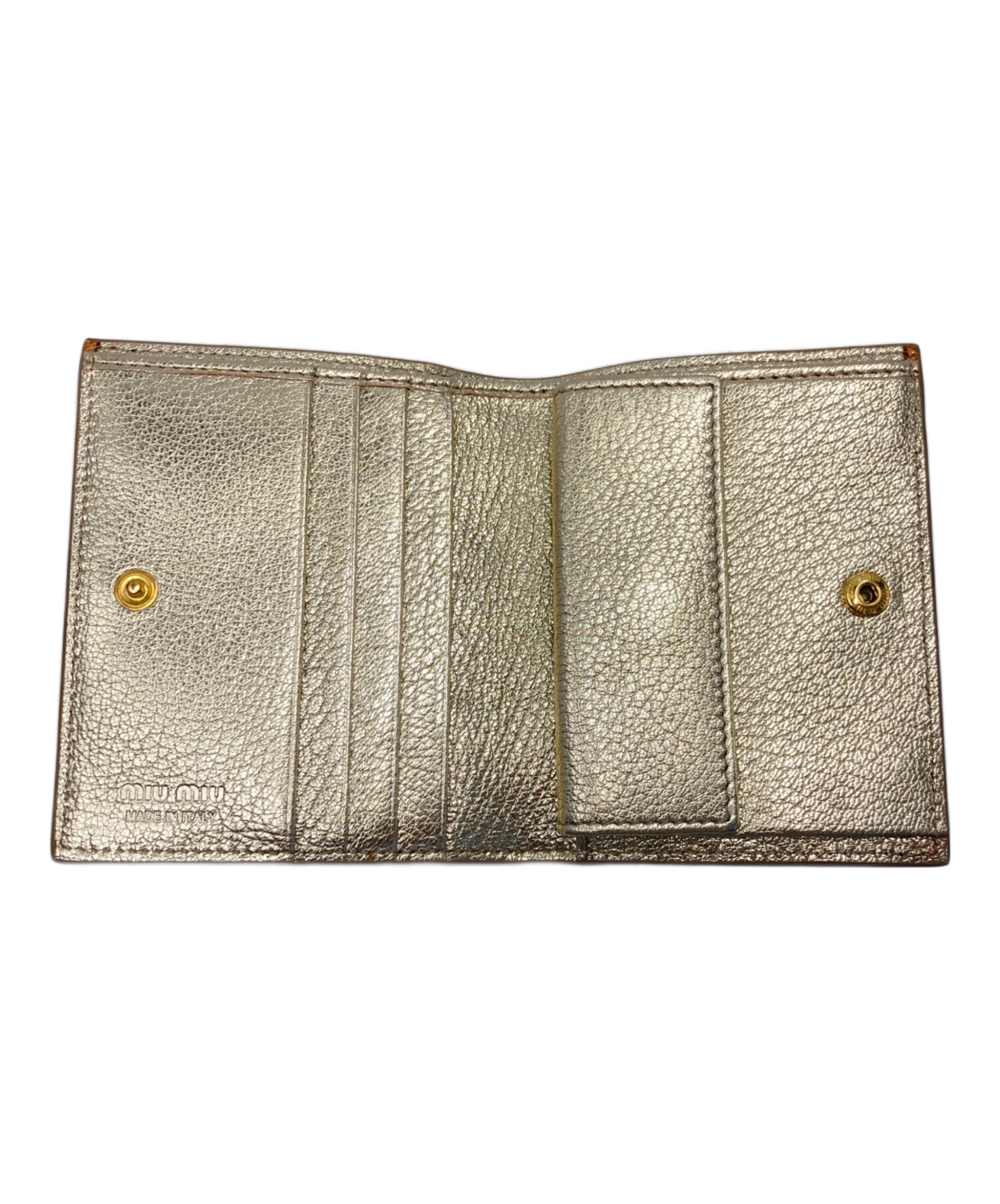中古・古着通販】MIU MIU (ミュウミュウ) 2つ折り財布 ゴールド