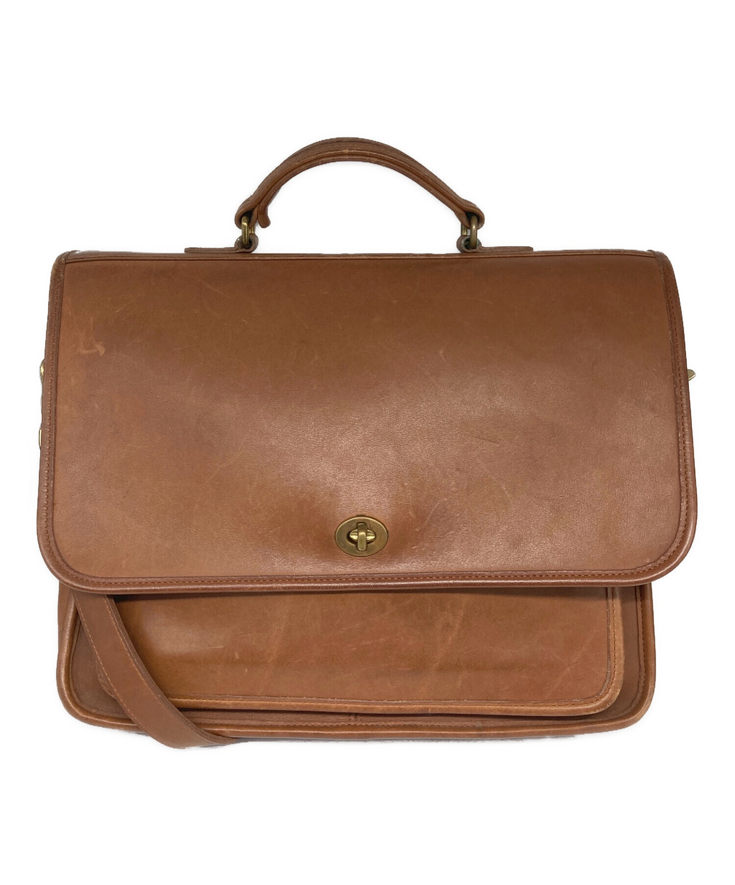 中古・古着通販】COACH (コーチ) レザーショルダーバッグ ブラウン