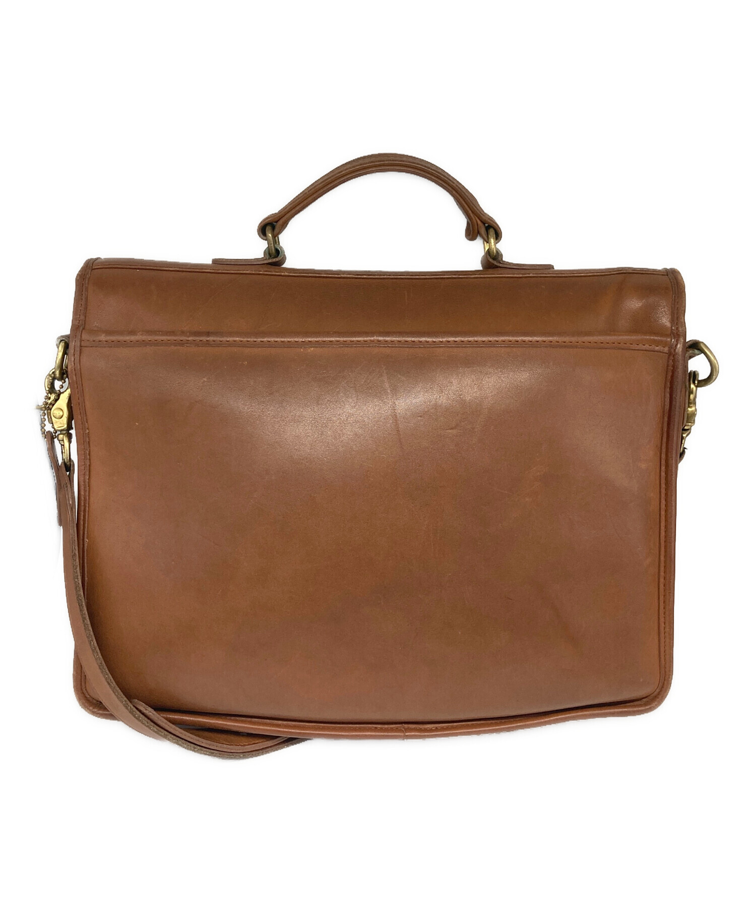 COACH ブラウンレザーショルダーバッグ 中古・古着通販】COACH (コーチ) レザーショルダーバッグ