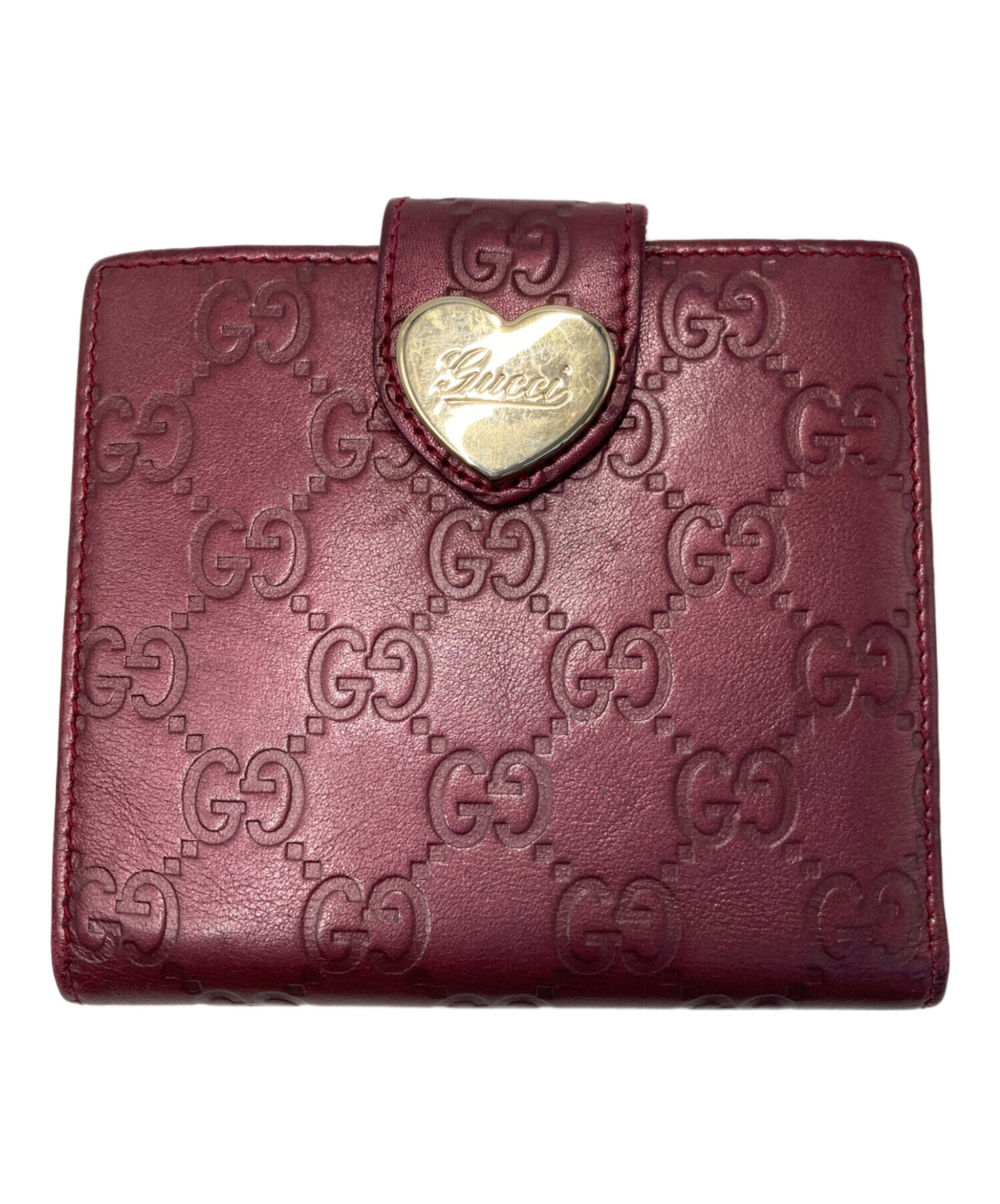 中古・古着通販】GUCCI (グッチ) 2つ折り財布 レッド｜ブランド・古着