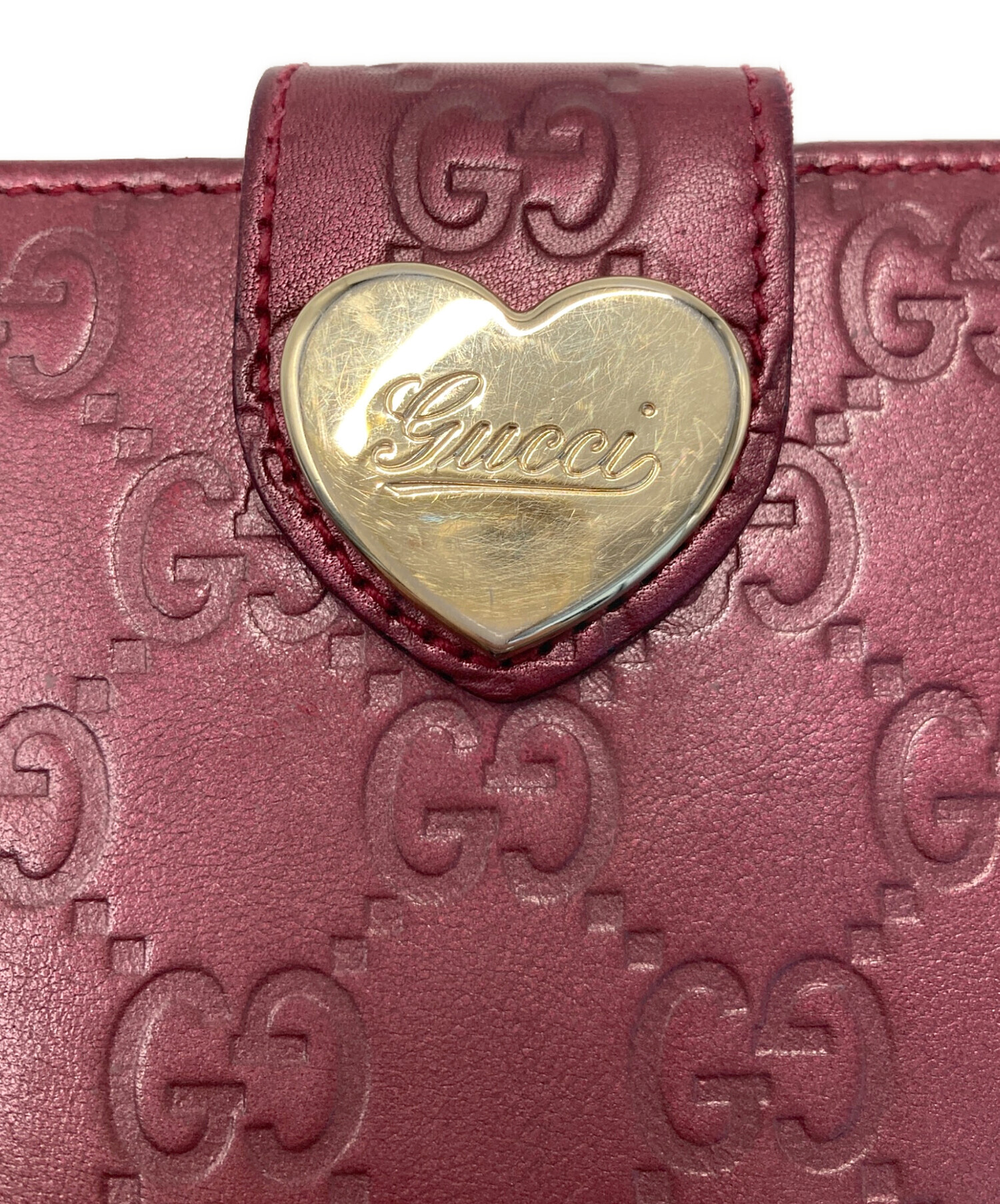 中古・古着通販】GUCCI (グッチ) 2つ折り財布 レッド｜ブランド・古着