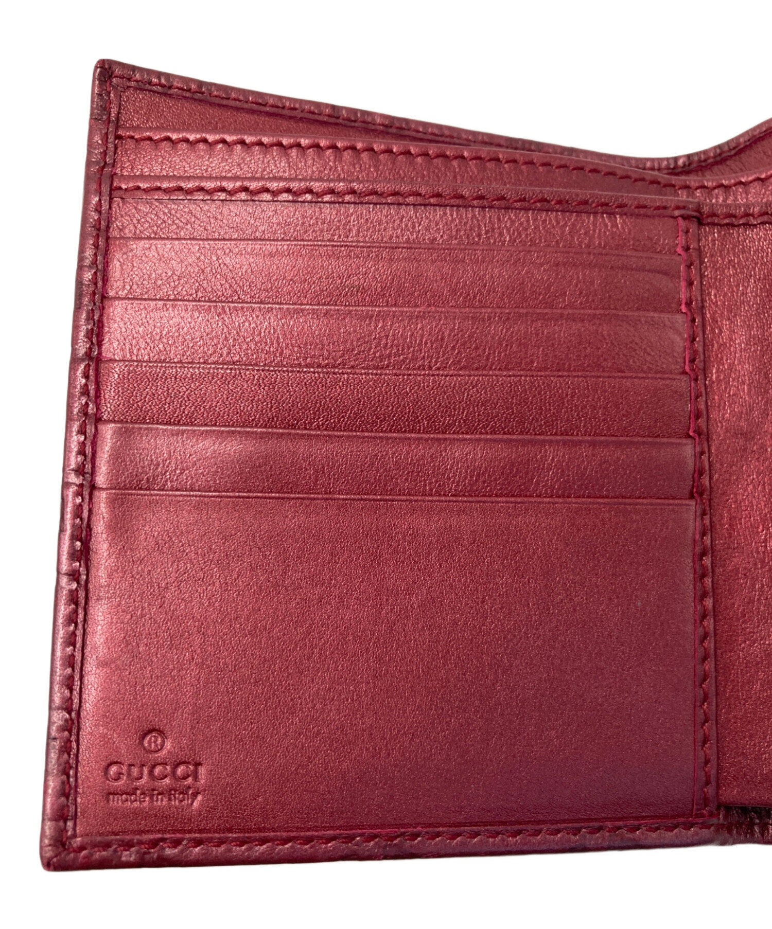中古・古着通販】GUCCI (グッチ) 2つ折り財布 レッド｜ブランド・古着