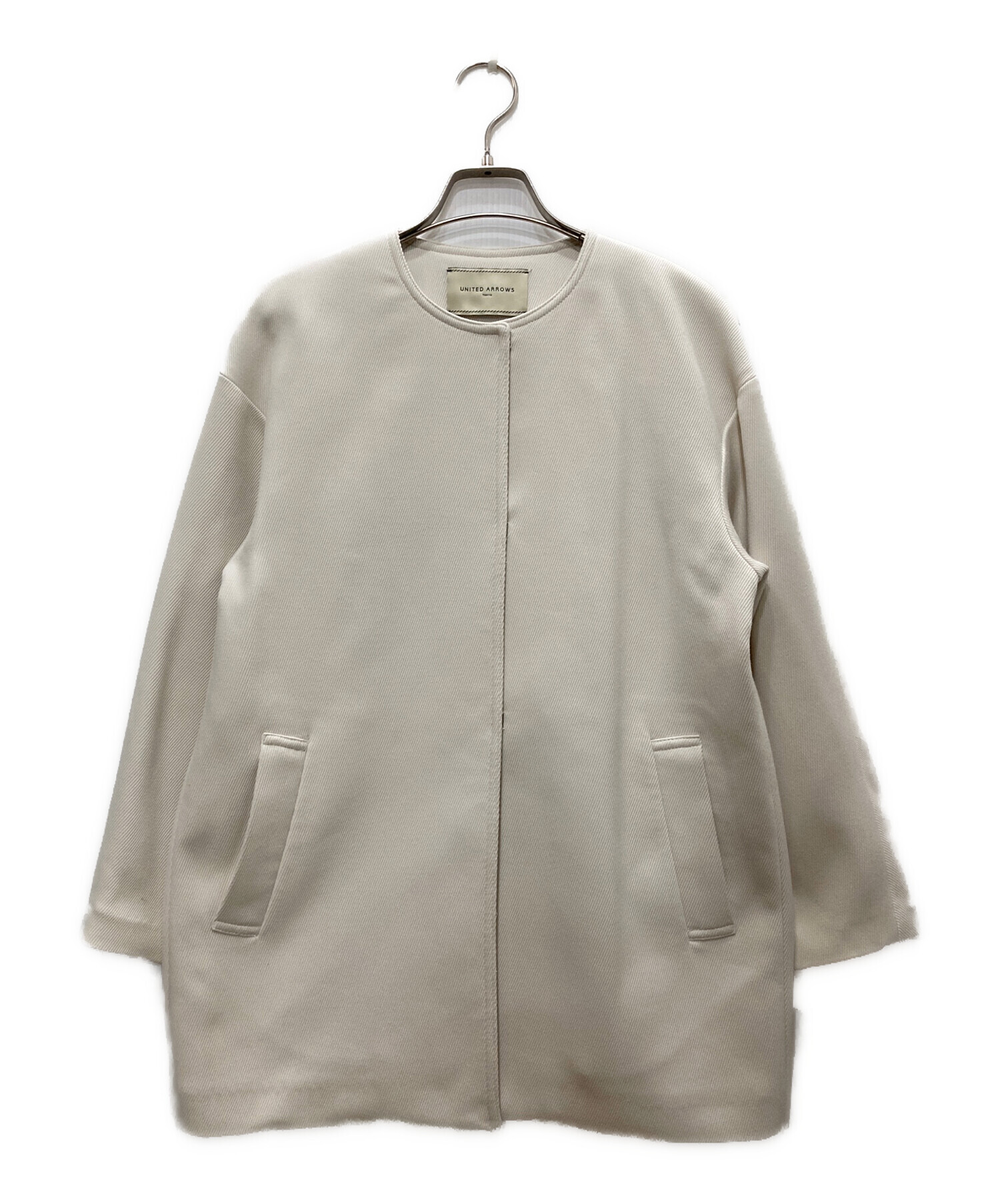 【4/24まで】未使用ユナイテッドアローズ ツイルノーカラーミドルコートホワイト 中古・古着通販】UNITED ARROWS TOKYO (ユナイテッドアローズ