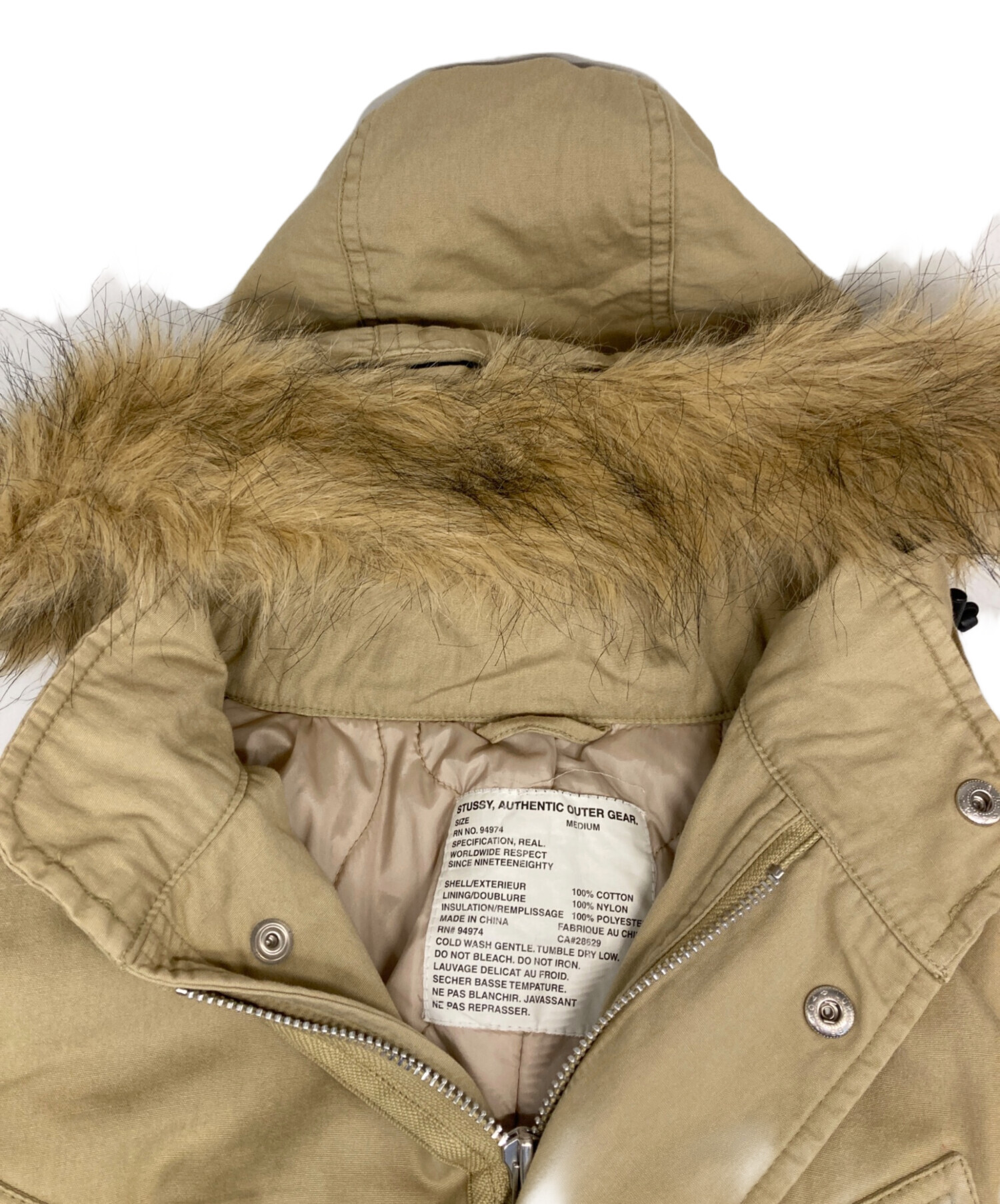 Stussy ベージュ モッズコート フード付き 中古・古着通販】stussy (ステューシー) M65 モッズコート ベージュ