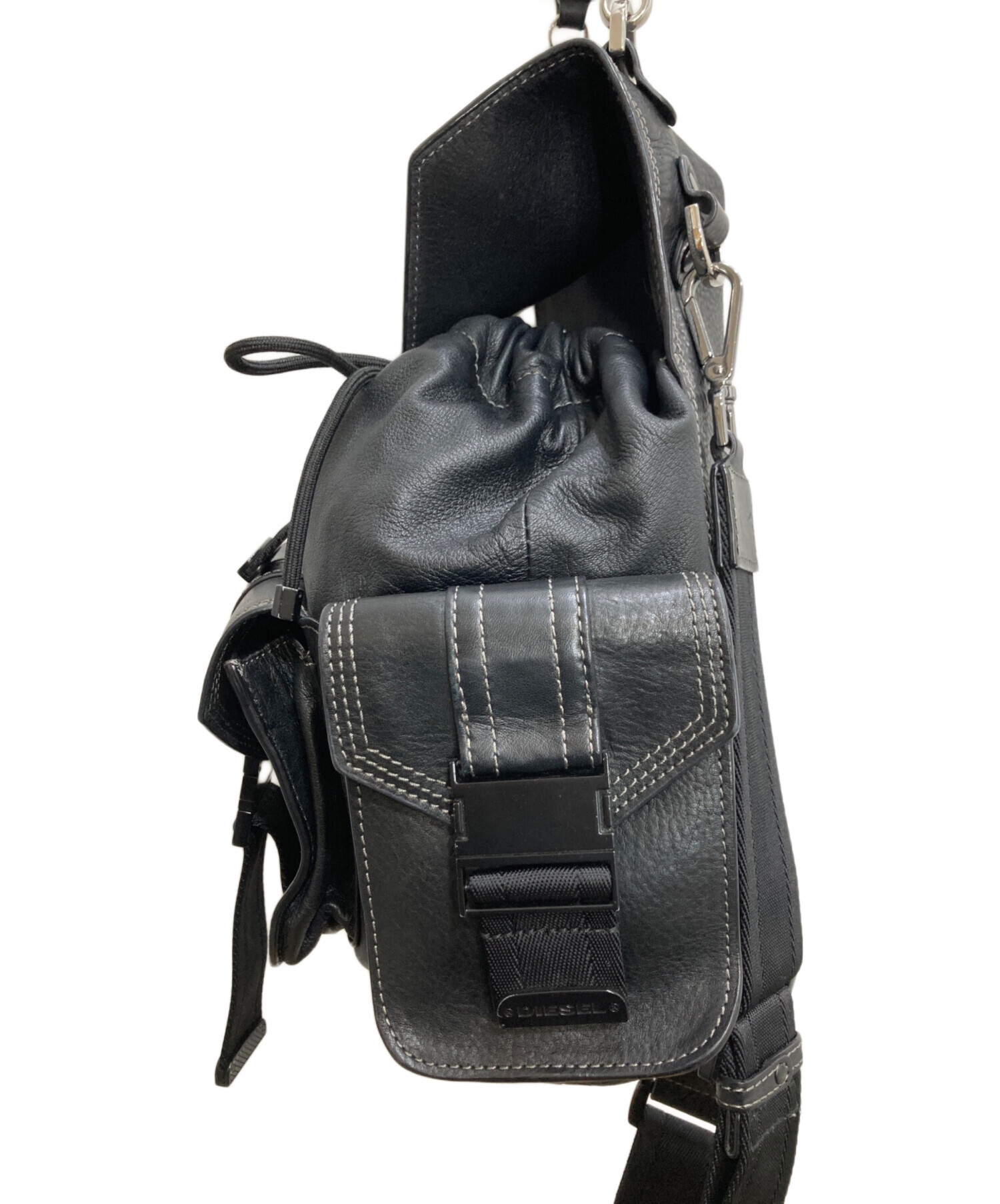 中古・古着通販】DIESEL (ディーゼル) レザーリュック ブラック