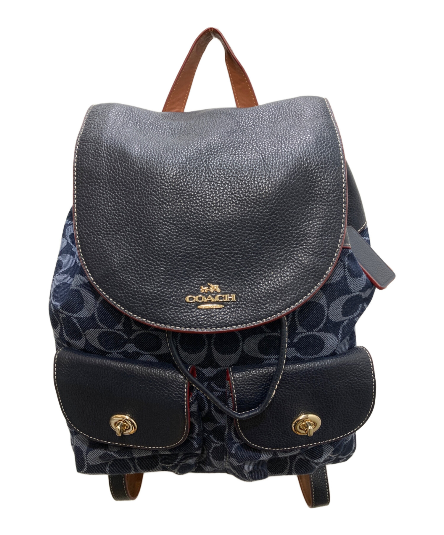 中古・古着通販】COACH (コーチ) シグネチャーレザー切替リュック