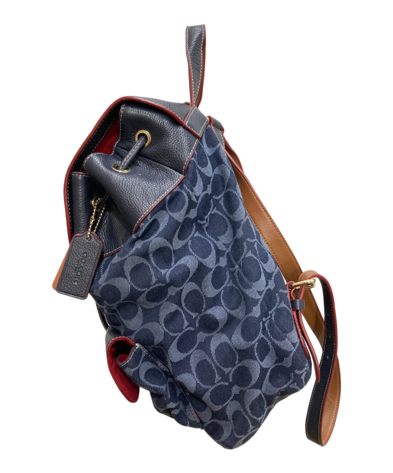 中古・古着通販】COACH (コーチ) シグネチャーレザー切替リュック 