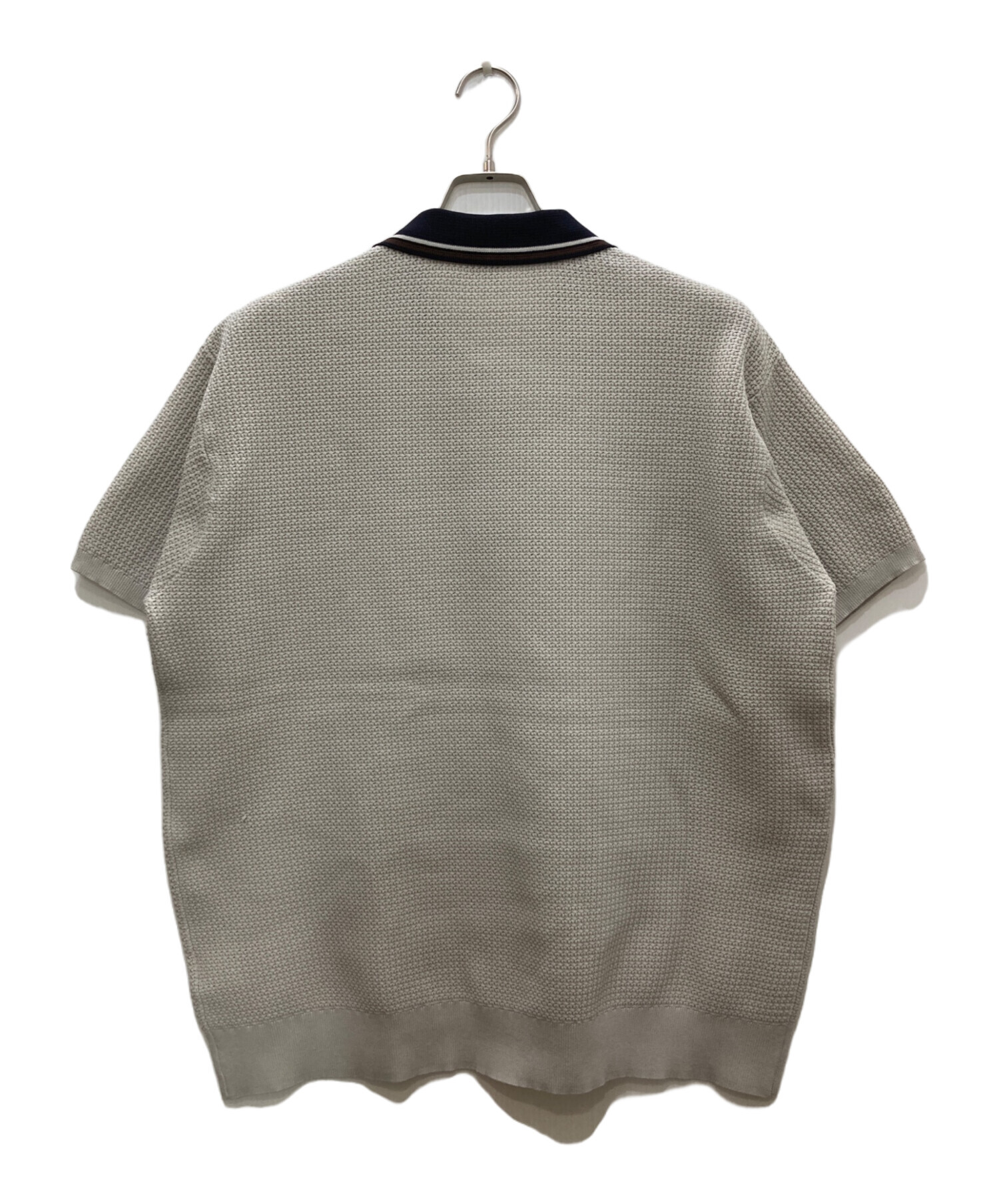 中古・古着通販】HUF (ハフ) ニットポロシャツ ベージュ×ネイビー 