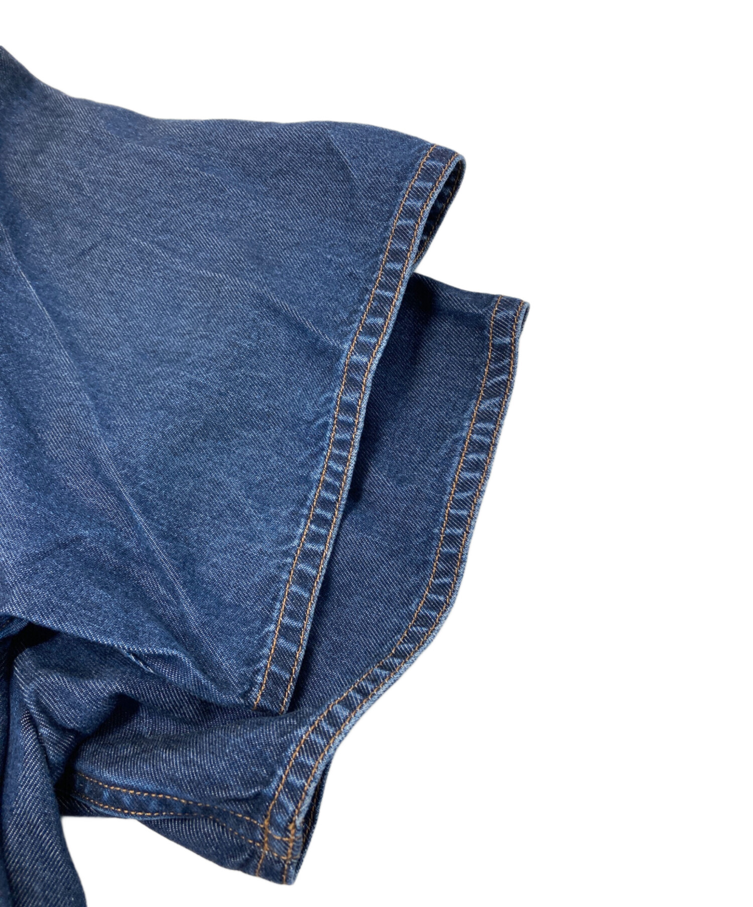 美品 ミュウミュウ ヴィンテージ デニム ブラウス 裾フリル ダーク