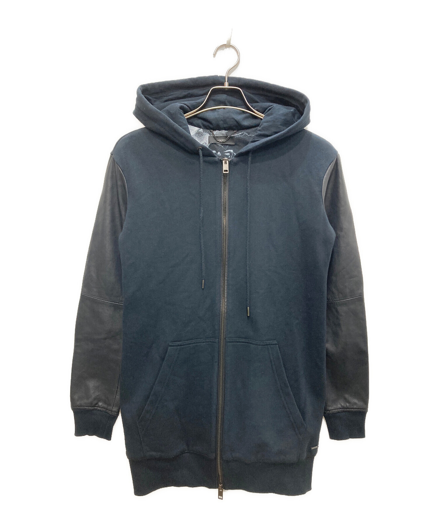 ディーゼム ラムレザージャケット パーカー フーディー 中古・古着通販】DIESEL (ディーゼル) ラムレザー切替ジップパーカー