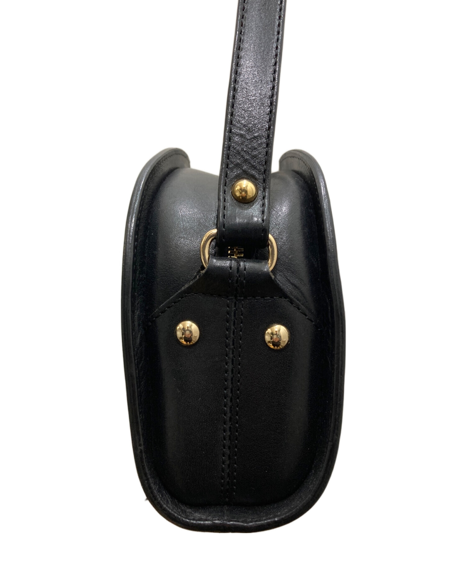 【未使用】A.P.C. ブラック レザー ハーフムーン ショルダーバッグ A.P.C. アーペーセー バッグ ショルダーバッグ ハーフムーン