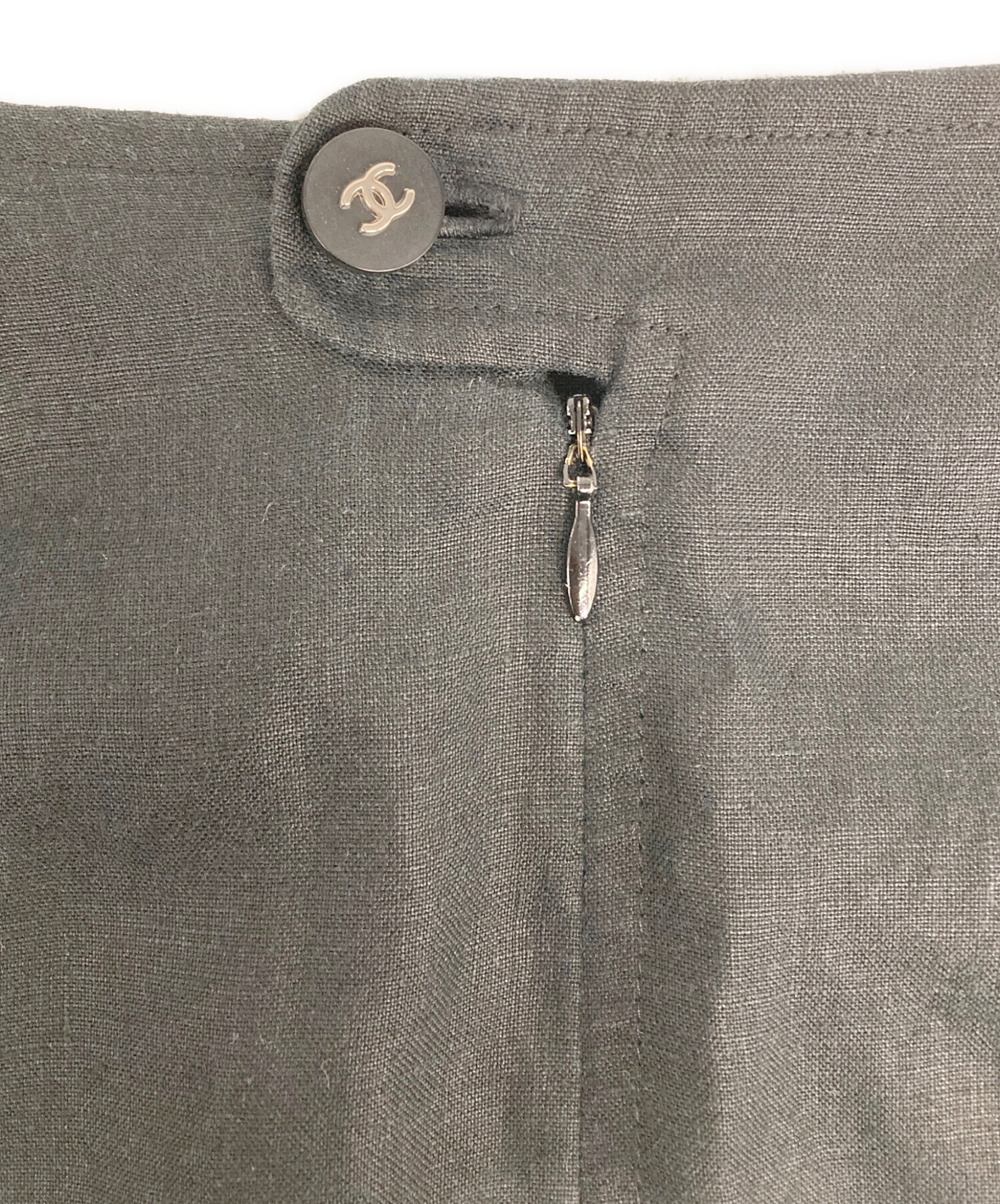 中古・古着通販】CHANEL (シャネル) リネンロングスカート ブラック