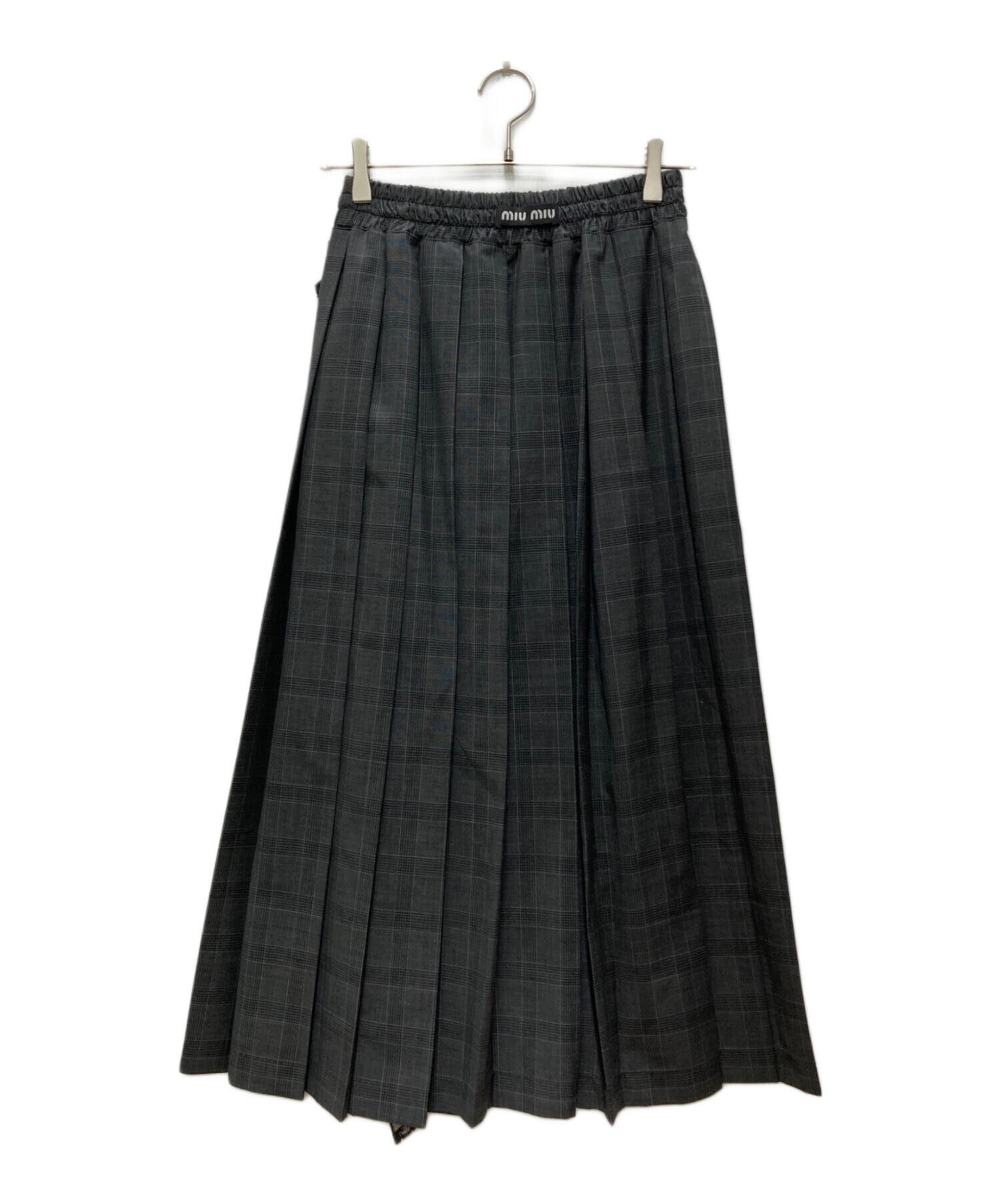 MIU MIU ミュウミュウ　チェック柄　ウールスカート　40サイズ 中古・古着通販】MIU MIU (ミュウミュウ) チェックプリーツスカート