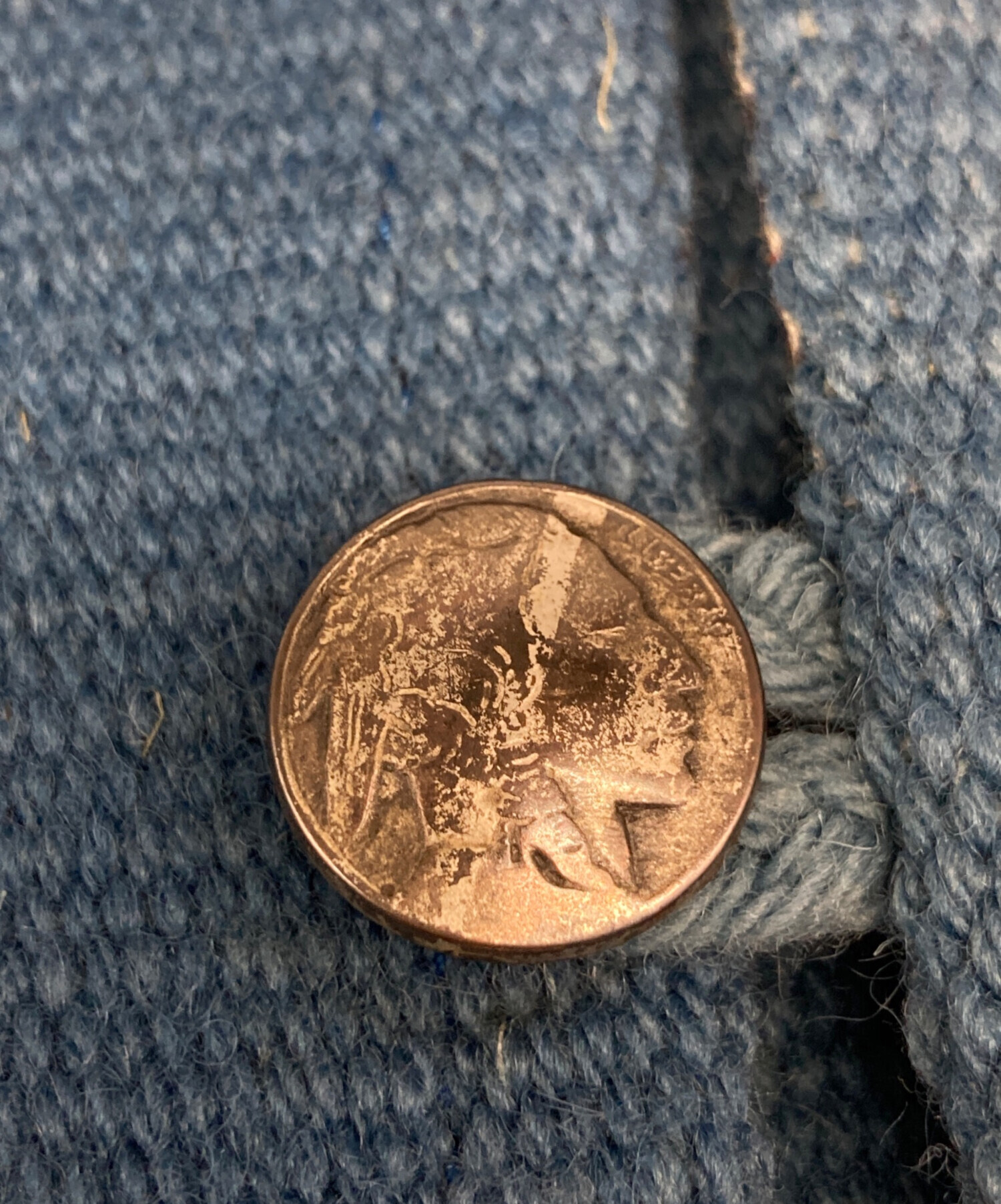 センチネラ チマヨベスト 42 ブルー ストライプ 中古・古着通販】CENTINELA (センチネラ) チマヨベスト ブルー サイズ