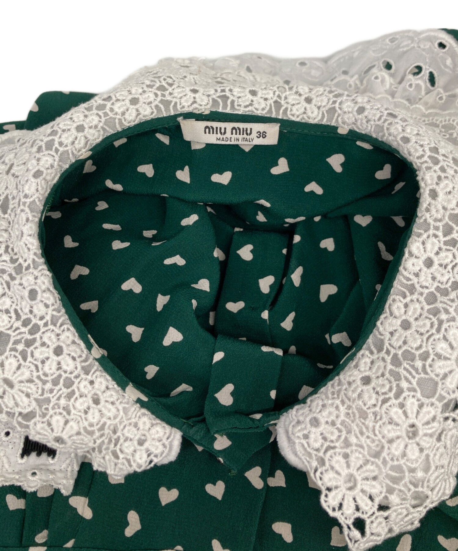 中古・古着通販】MIU MIU (ミュウミュウ) 総柄ワンピース グリーン