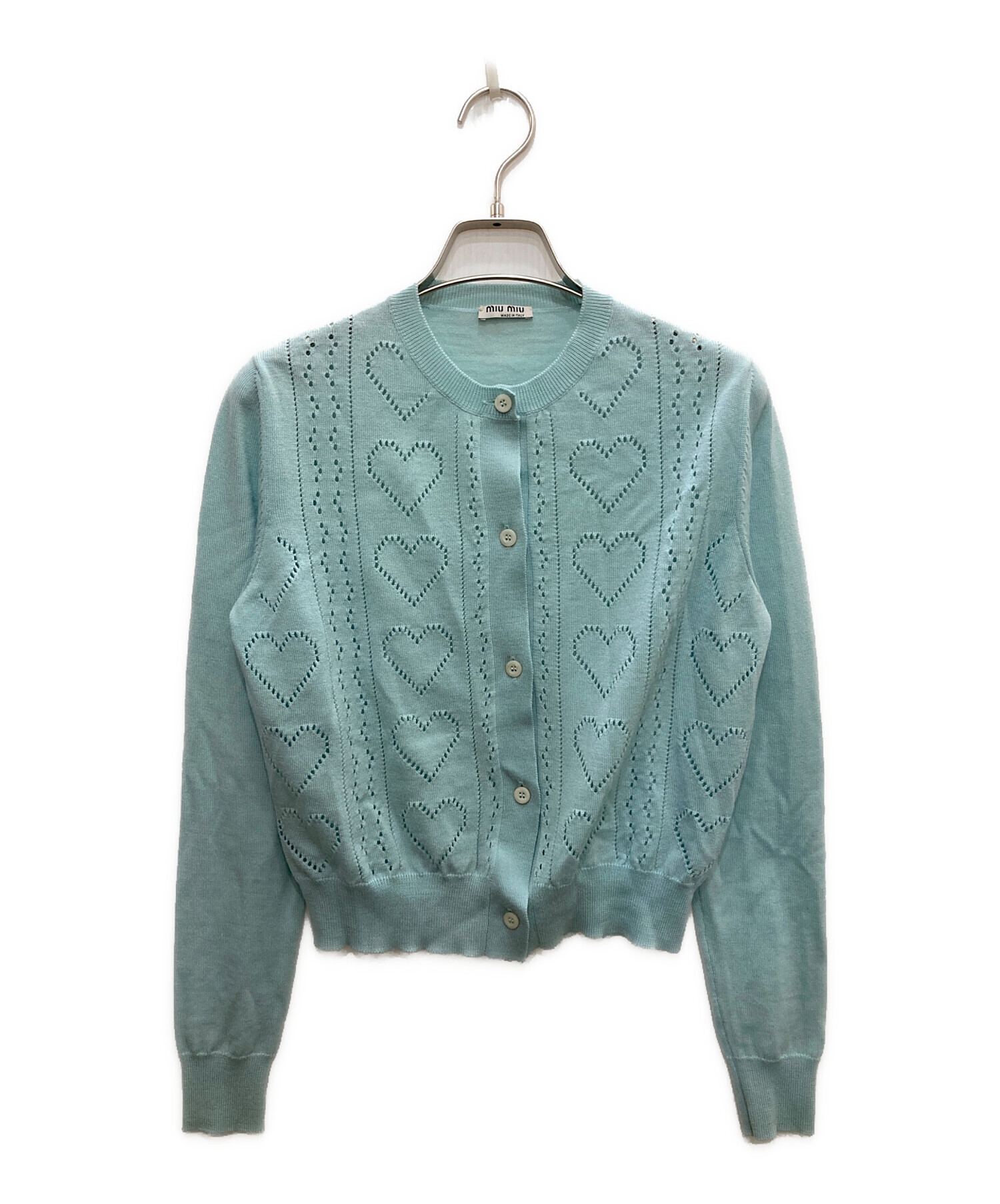 miu miu ストライプ ハート柄 カーディガン miu miu ストライプ ハート柄 カーディガン 中古・古着通販】MIU MIU
