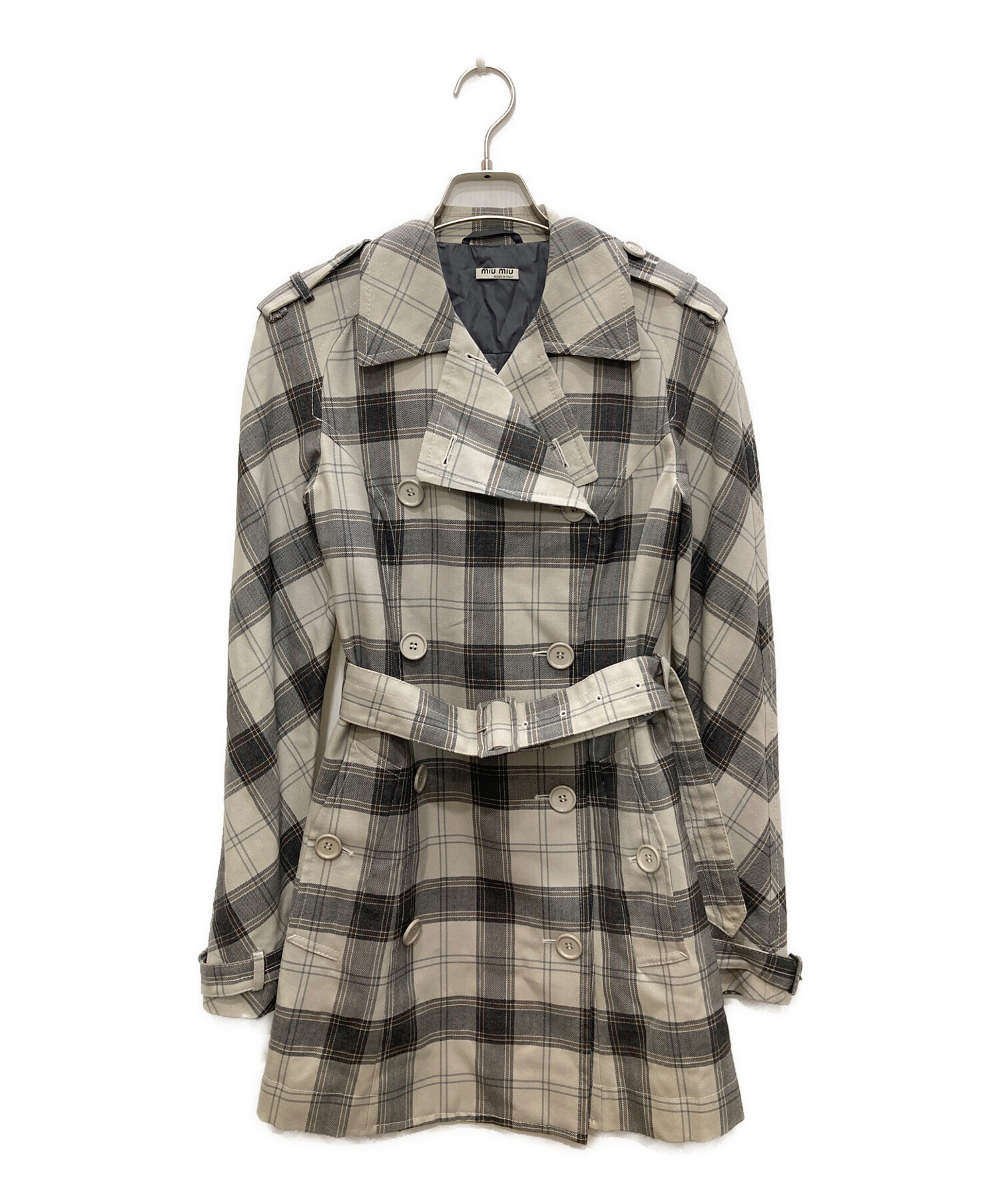 中古・古着通販】MIU MIU (ミュウミュウ) チェックトレンチコート