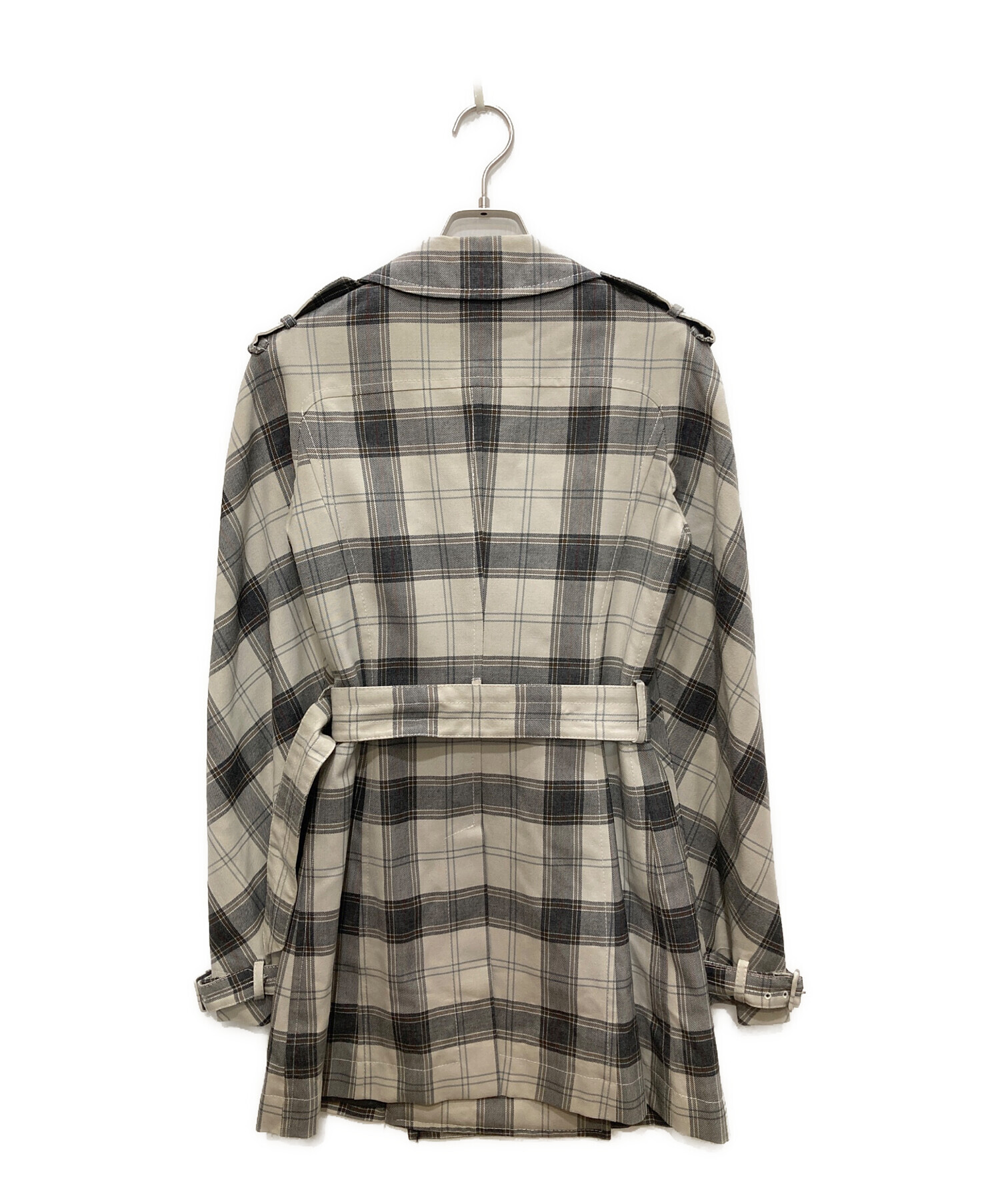 もん様　新品未使用　miu miu チェック柄コート 中古・古着通販】MIU MIU (ミュウミュウ) チェックトレンチコート