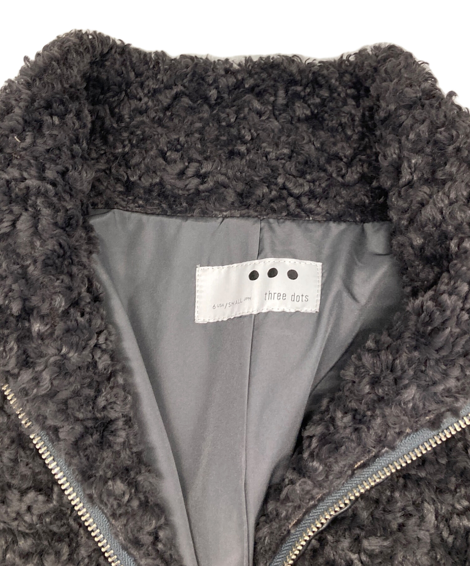 three dots プードルボア ポンチョ　ink black 超美品⭐︎three dots プードルボア ポンチョベスト ink black - メルカリ