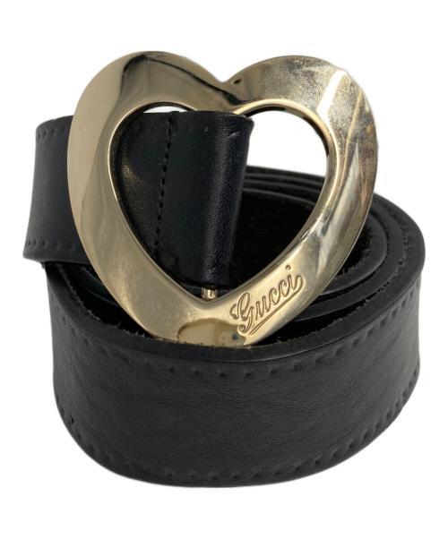 希少 GUCCI グッチ ハートカデナ ハートロック チェーン　レザーベルト美品 中古・古着通販】GUCCI (グッチ) ハートレザーベルト ブラック