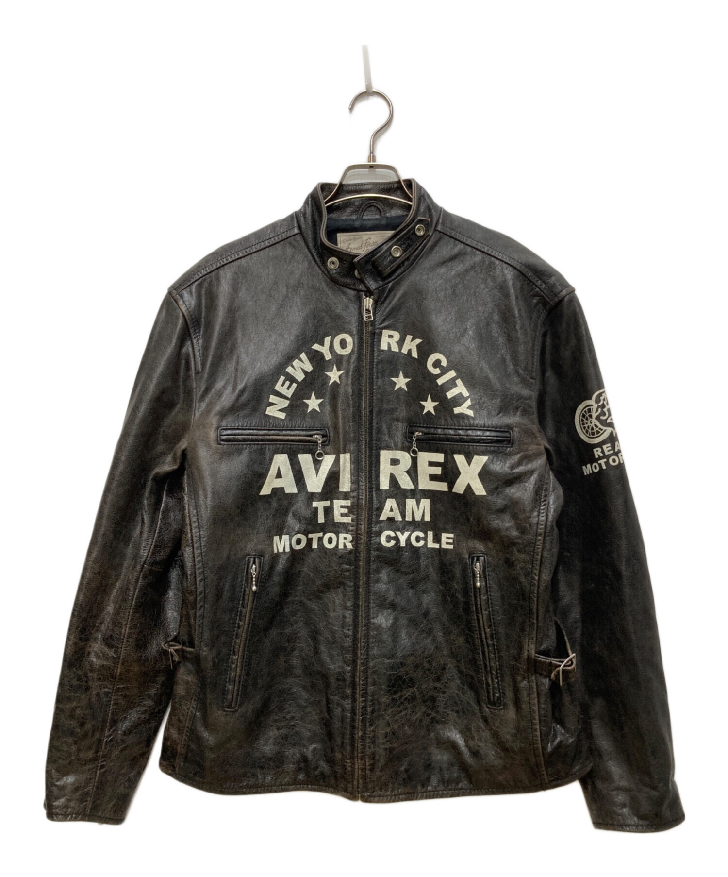 希少　アヴィレックス　シングル　ライダースジャケット　馬革　ブラック　XL相当 中古・古着通販】AVIREX (アヴィレックス) シングルライダース