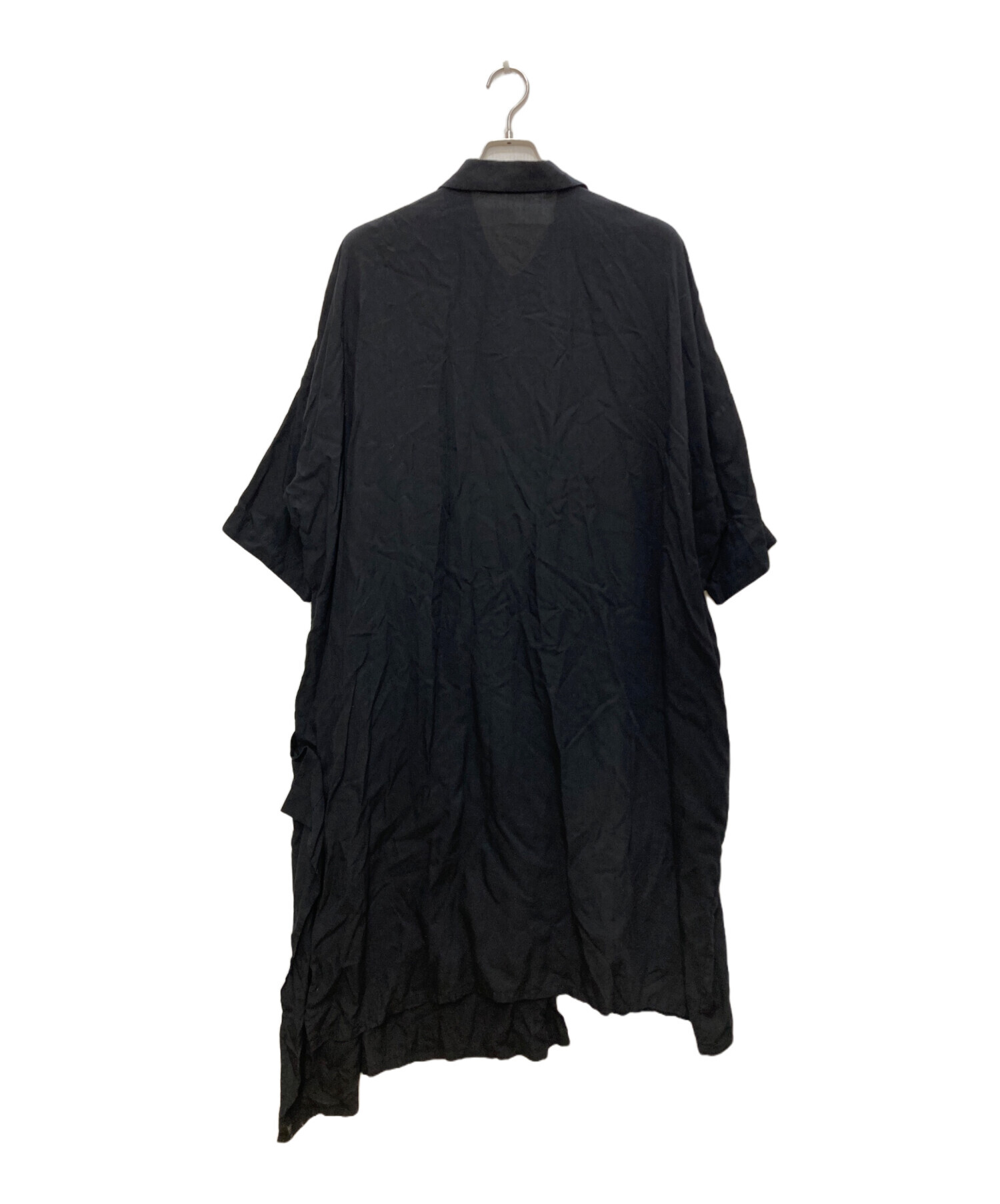 ワイズ アシンメトリー シャツ ワンピース ブラック テンセル 中古・古着通販】Y's (ワイズ) テンセルシャツワンピース ブラック