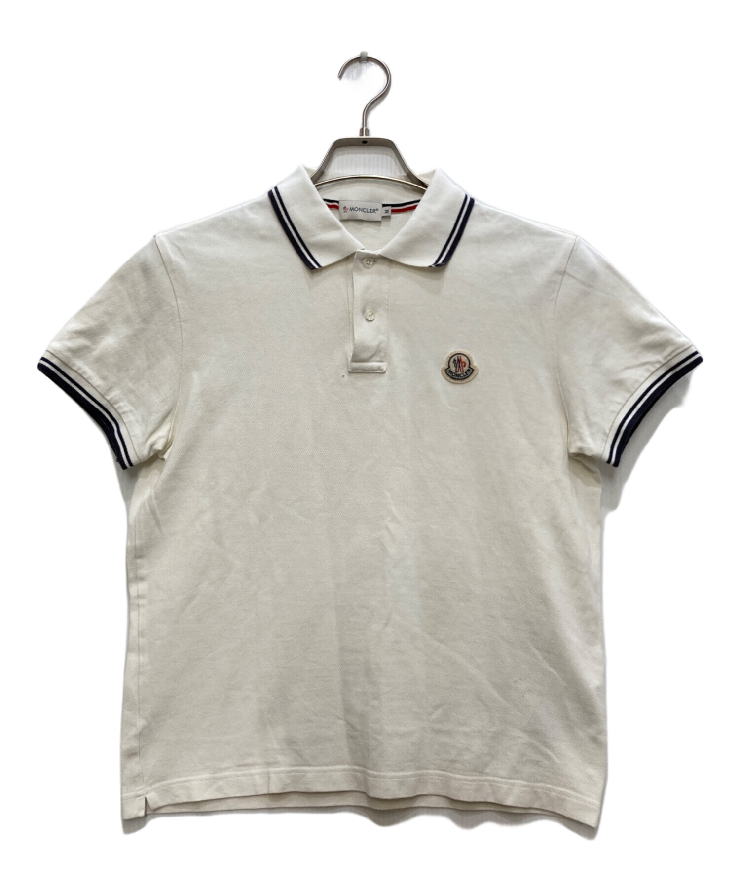 【値下げ中】MONCLER ホワイト ポロシャツ M 古着 中古・古着通販】MONCLER (モンクレール) ポロシャツ ホワイト サイズ