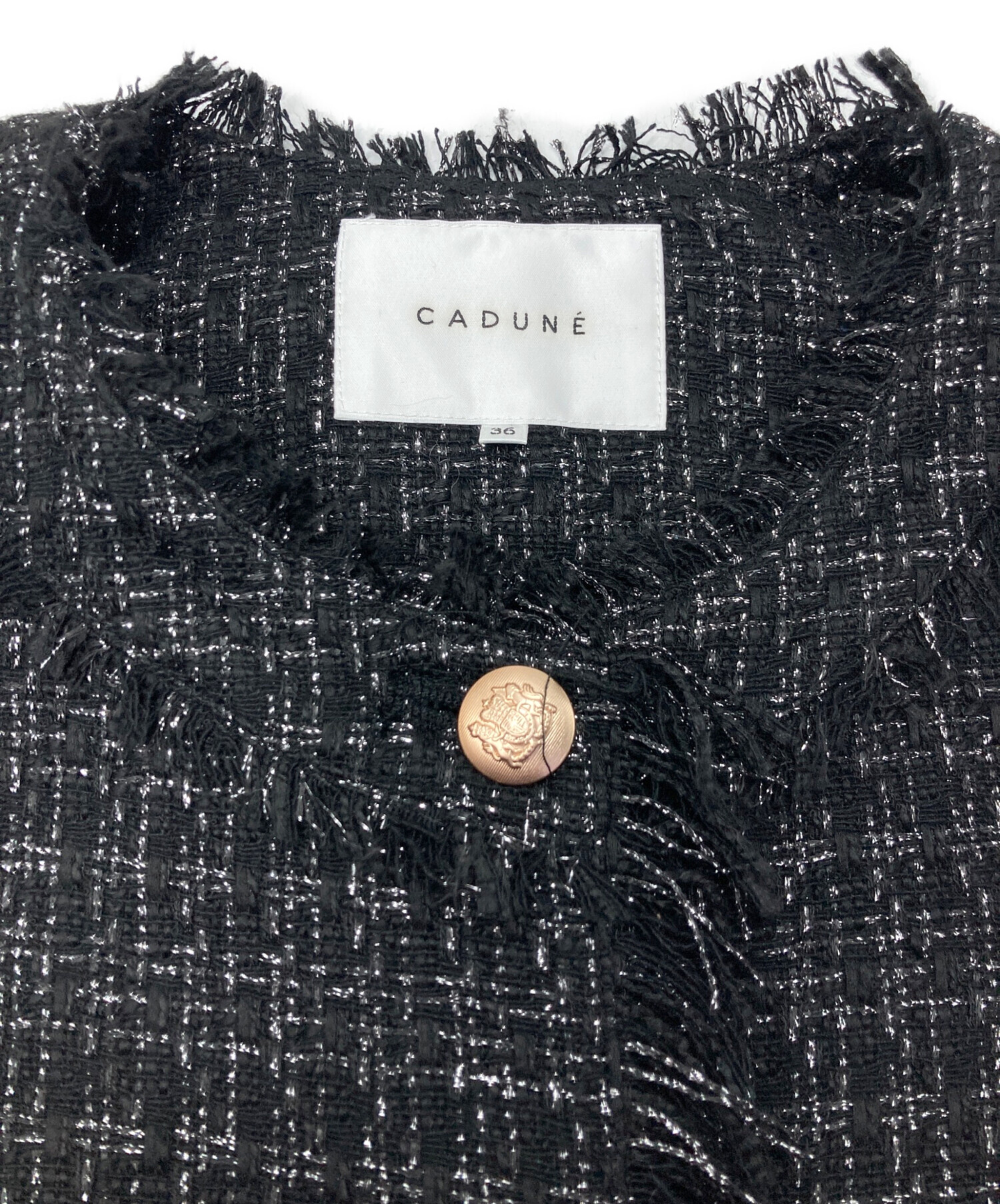 中古・古着通販】CADUNE (カデュネ) ツイードジレベスト ブラック