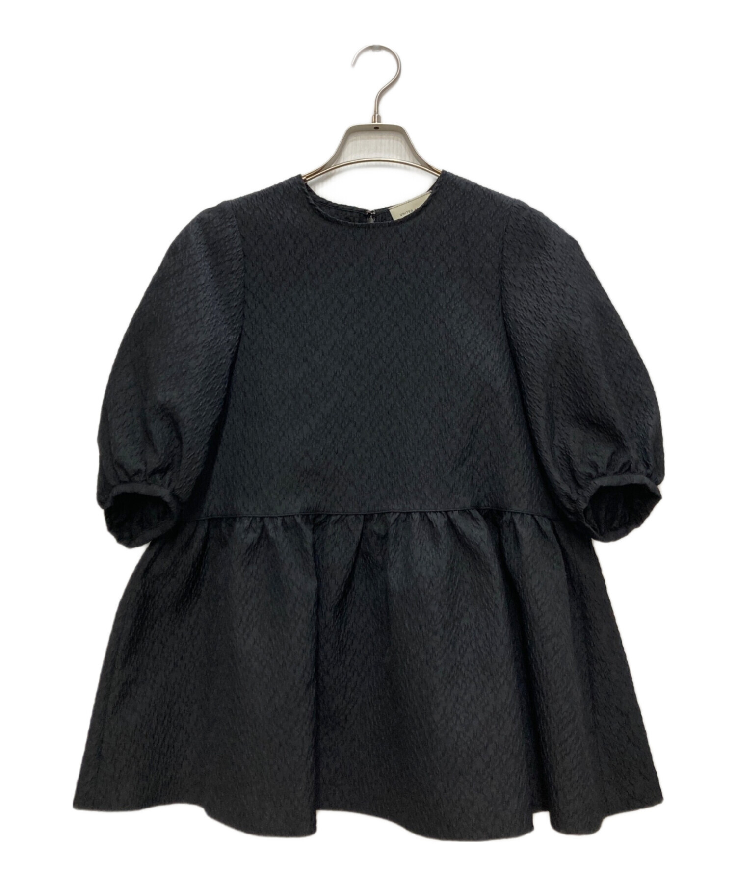 【美品】  UNITED ARROWS / ユナイテッドアローズ | AIRY ジャカード ペプラム ブラウス | 38 | ブラック | レディース UNITED ARROWS（ユナイテッドアローズ）の「AIRY ジャカード ペプラム