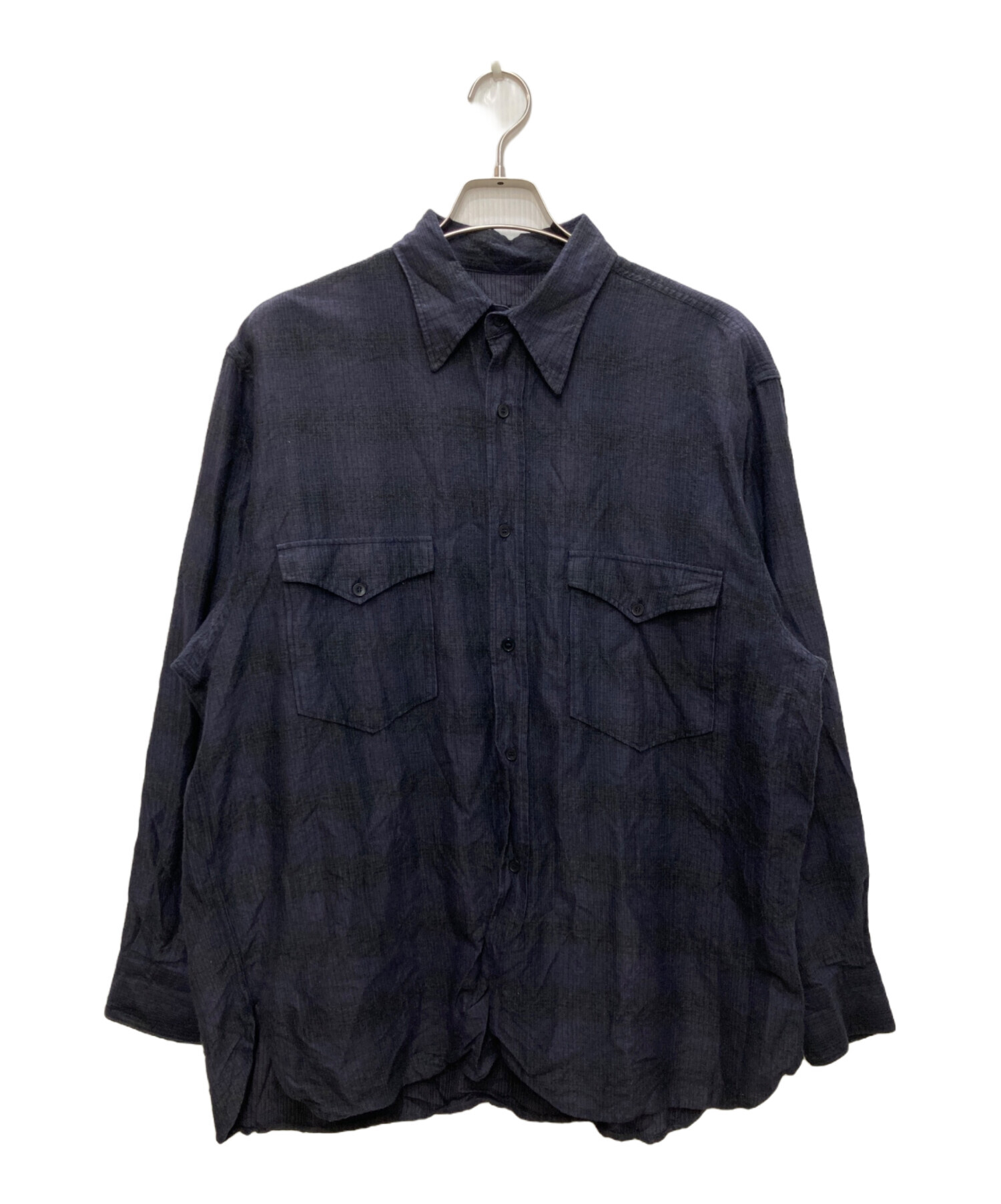 中古・古着通販】COMOLI (コモリ) ウールシルクワークシャツ ネイビー