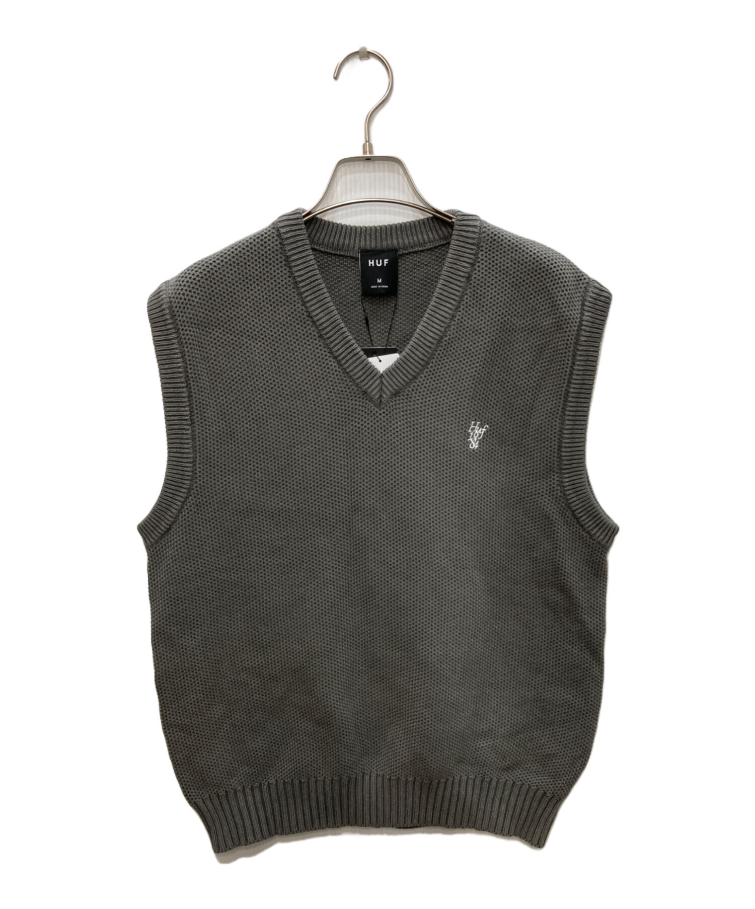 中古・古着通販】HUF (ハフ) ニットベスト グレー サイズ:Ⅿ 未使用品