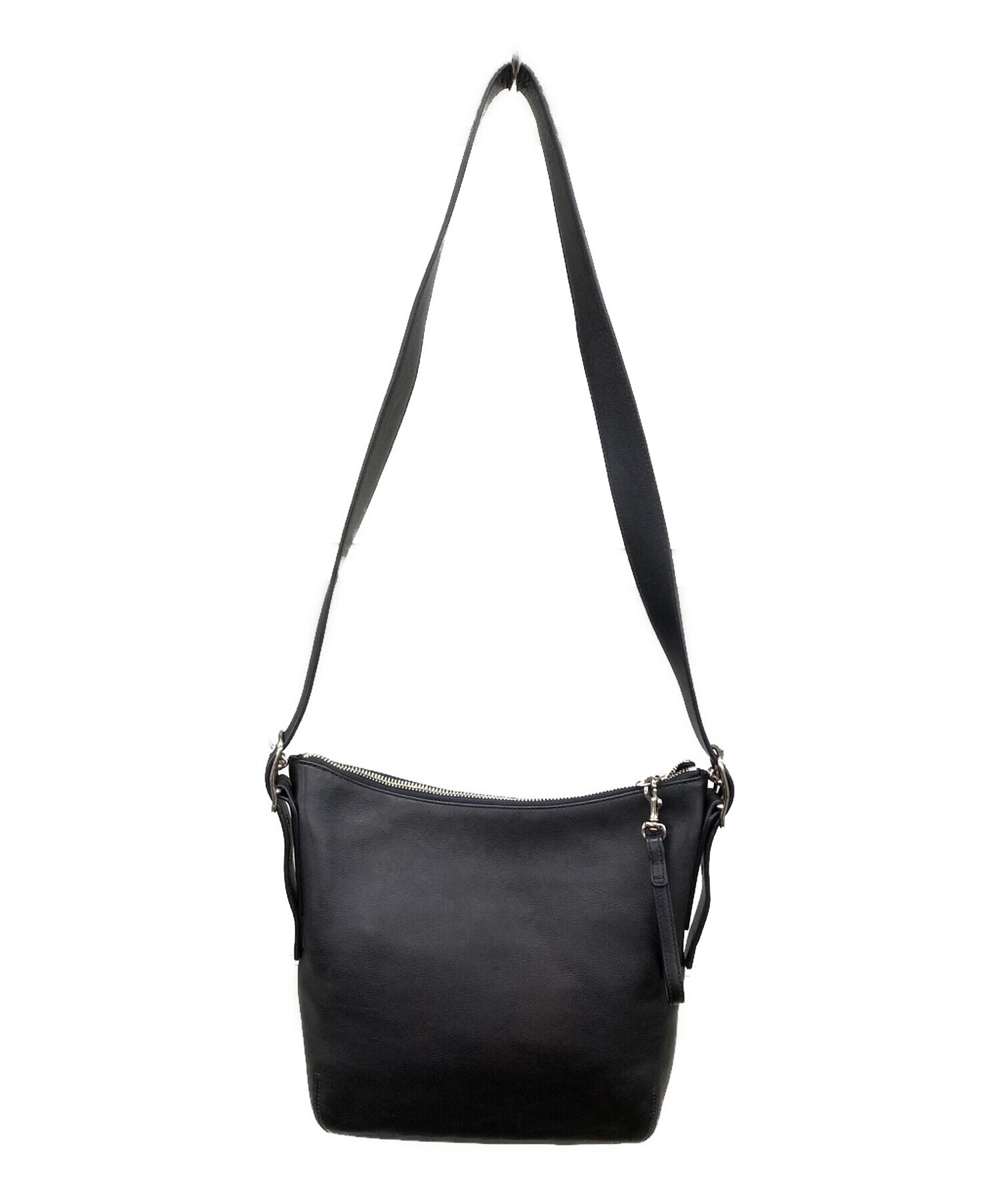 中古・古着通販】COACH (コーチ) レザーショルダーバッグ ブラック