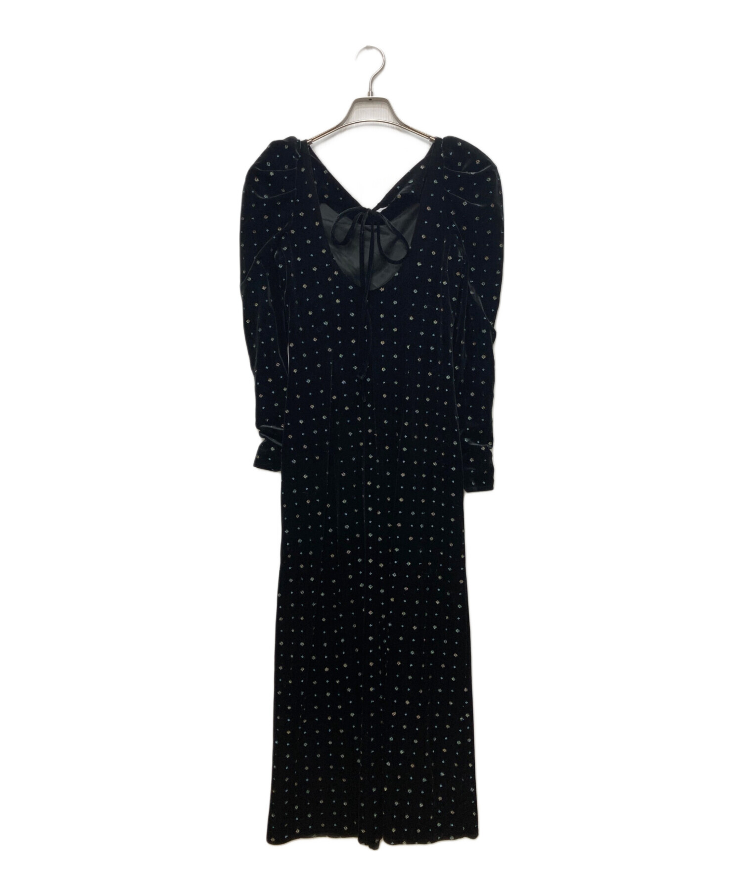 中古・古着通販】Snidel (スナイデル) ベロア刺繍ワンピース ブラック